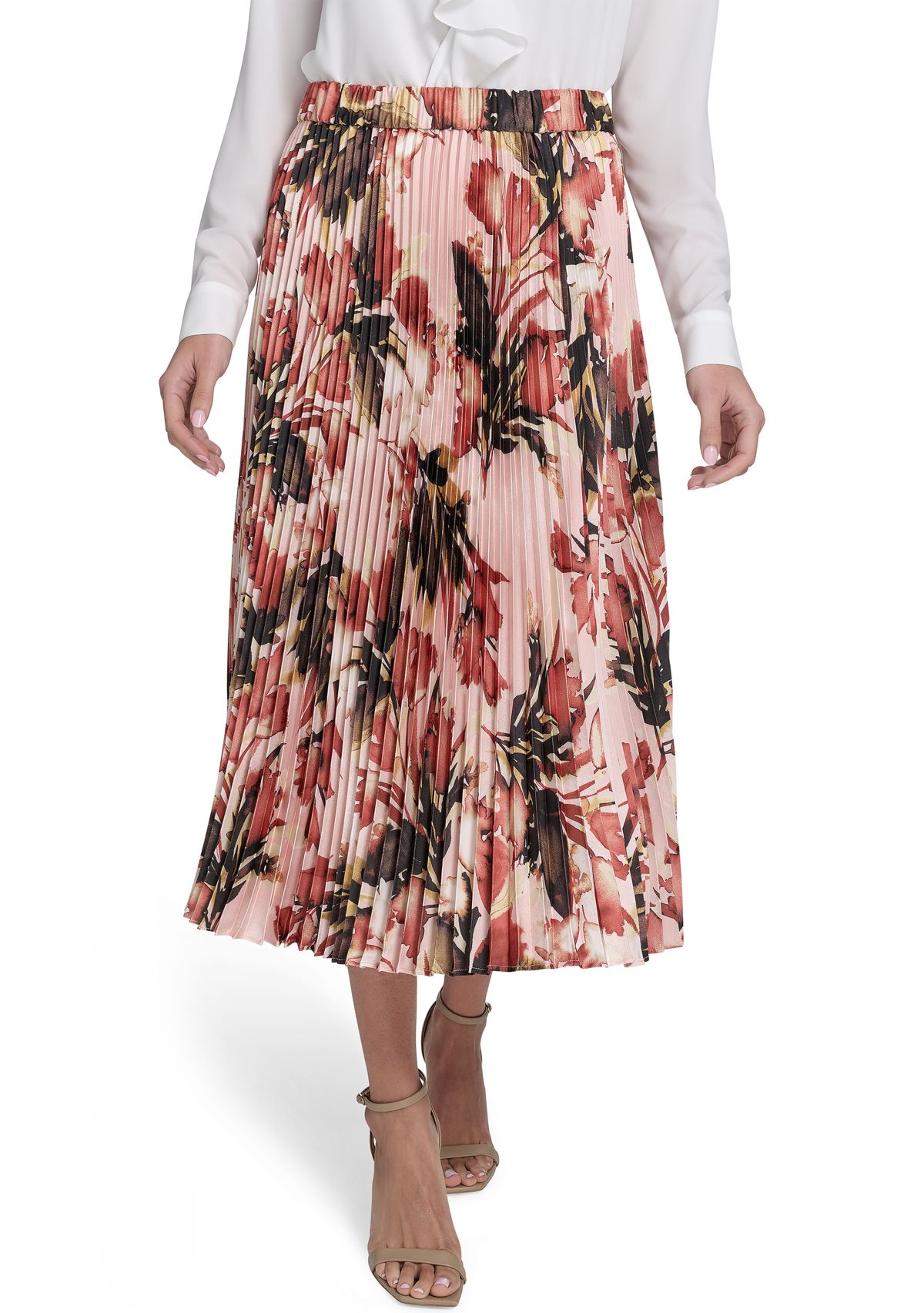 Womens Pleated Printed Skirt 