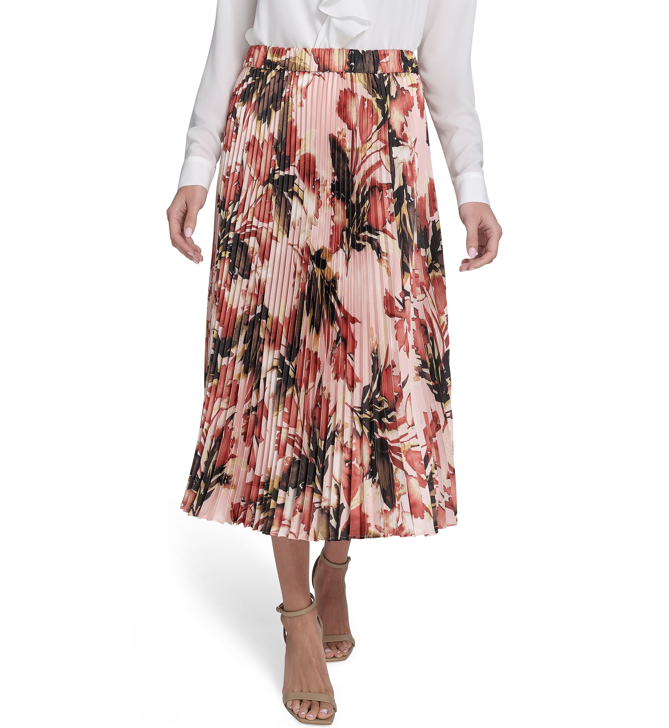 Womens Pleated Printed Skirt 