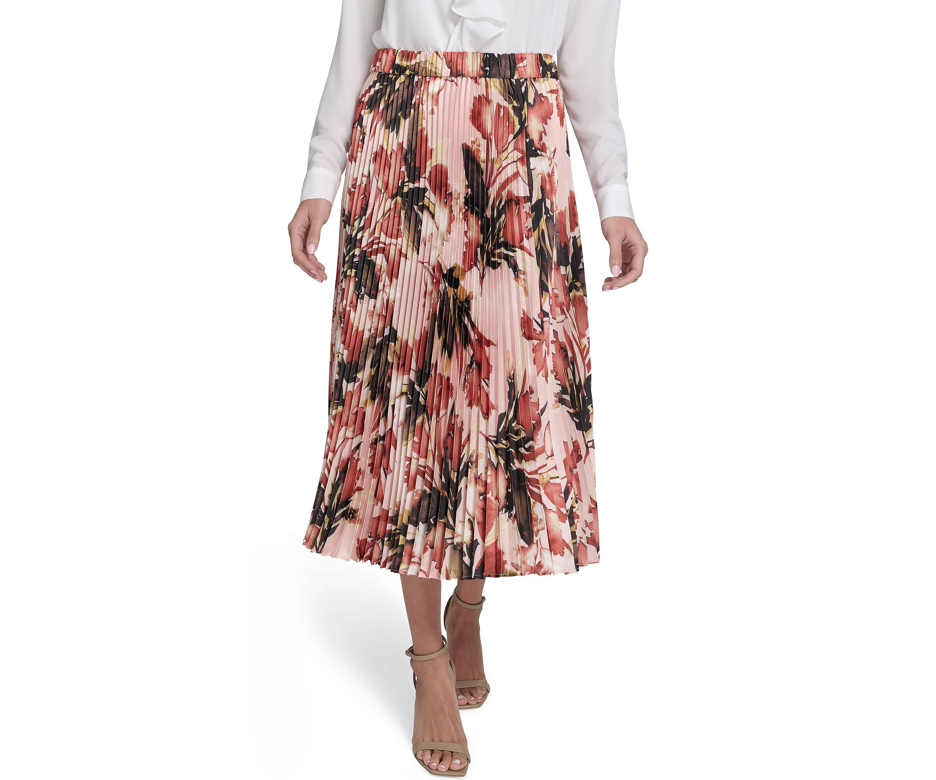 Womens Pleated Printed Skirt 