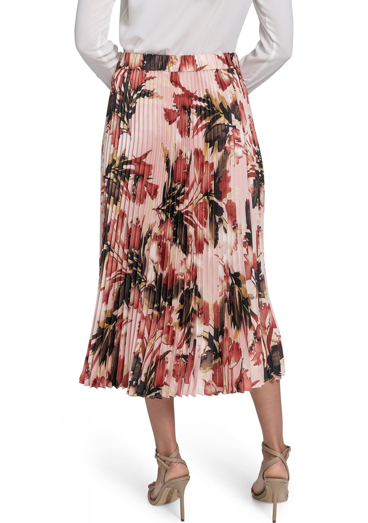 Womens Pleated Printed Skirt 