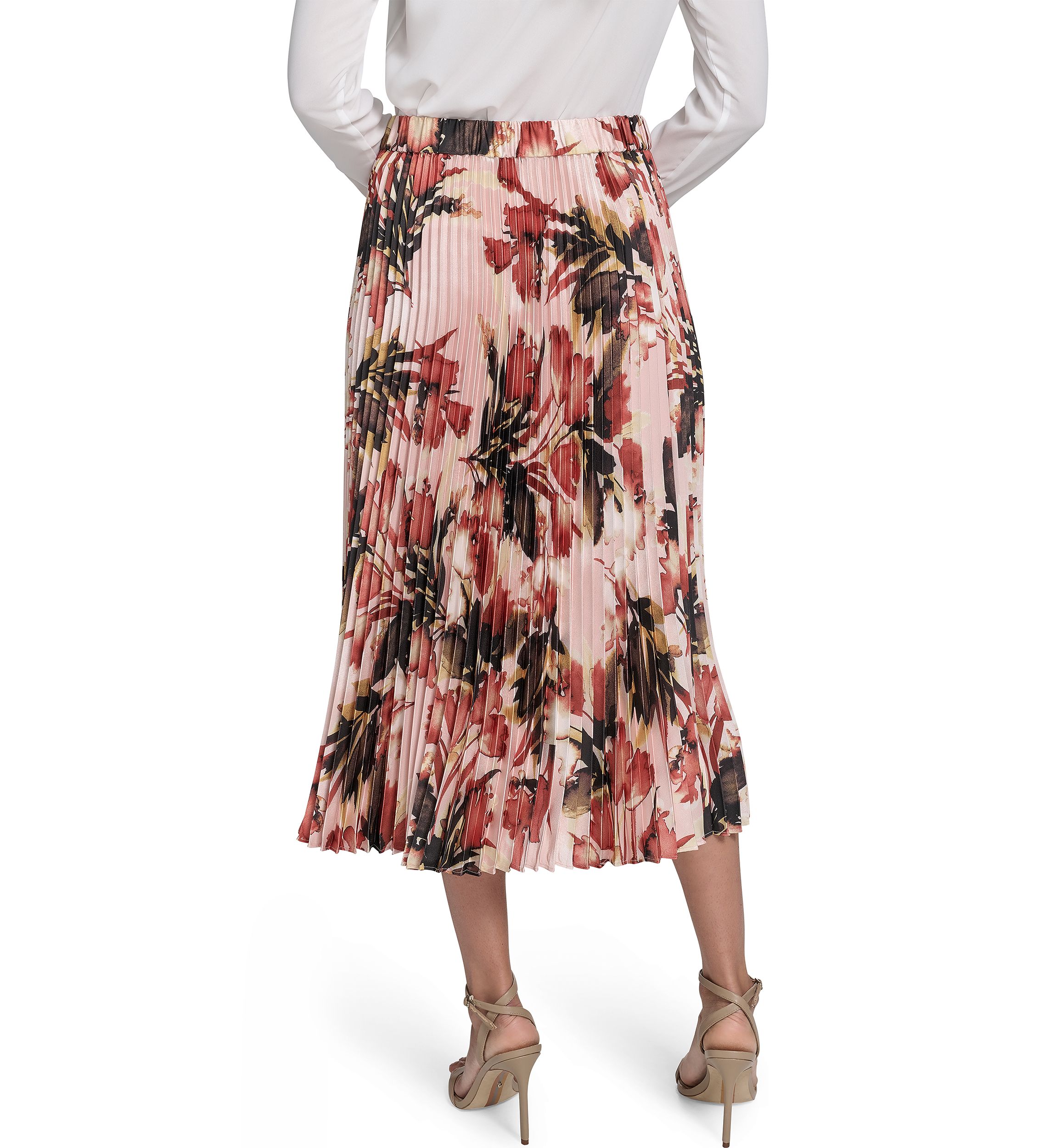 Womens Pleated Printed Skirt 