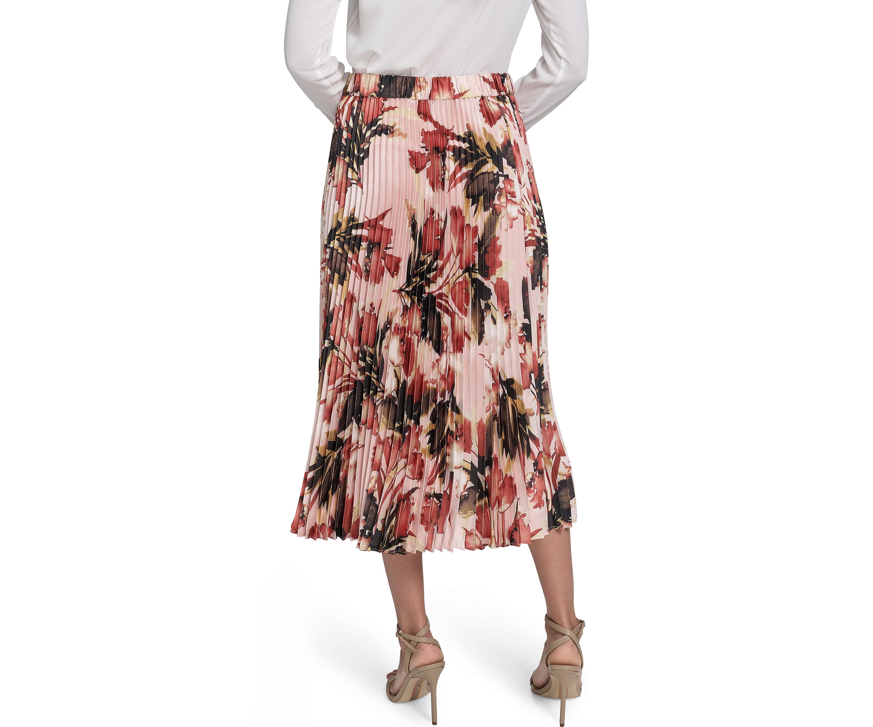 Womens Pleated Printed Skirt 