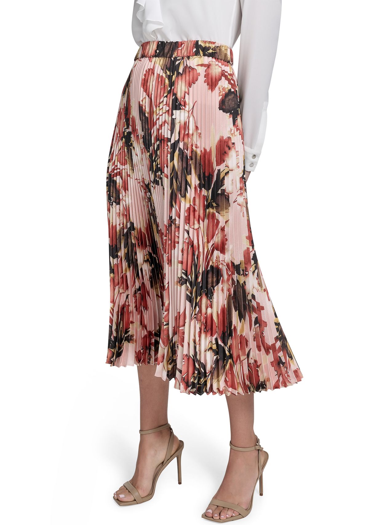 Womens Pleated Printed Skirt 