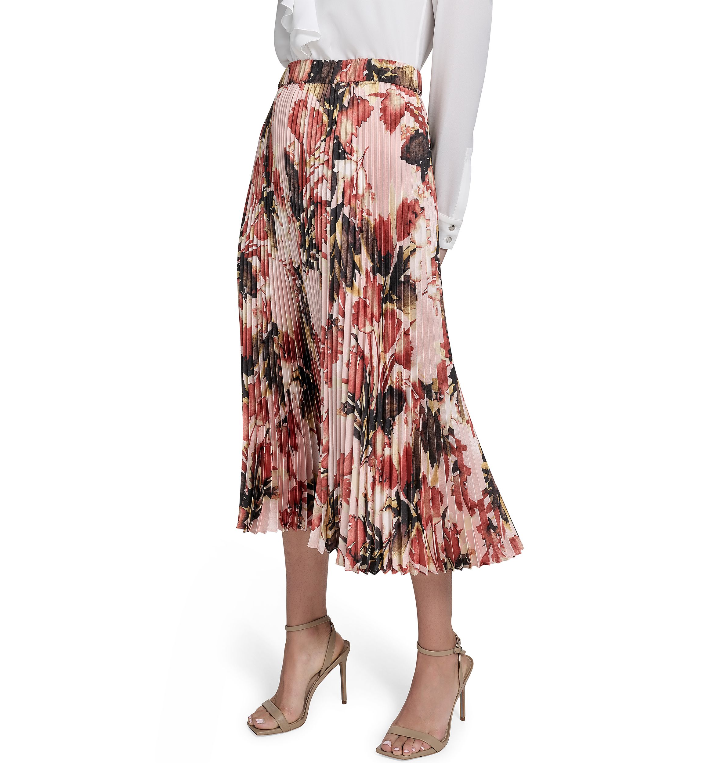 Womens Pleated Printed Skirt 