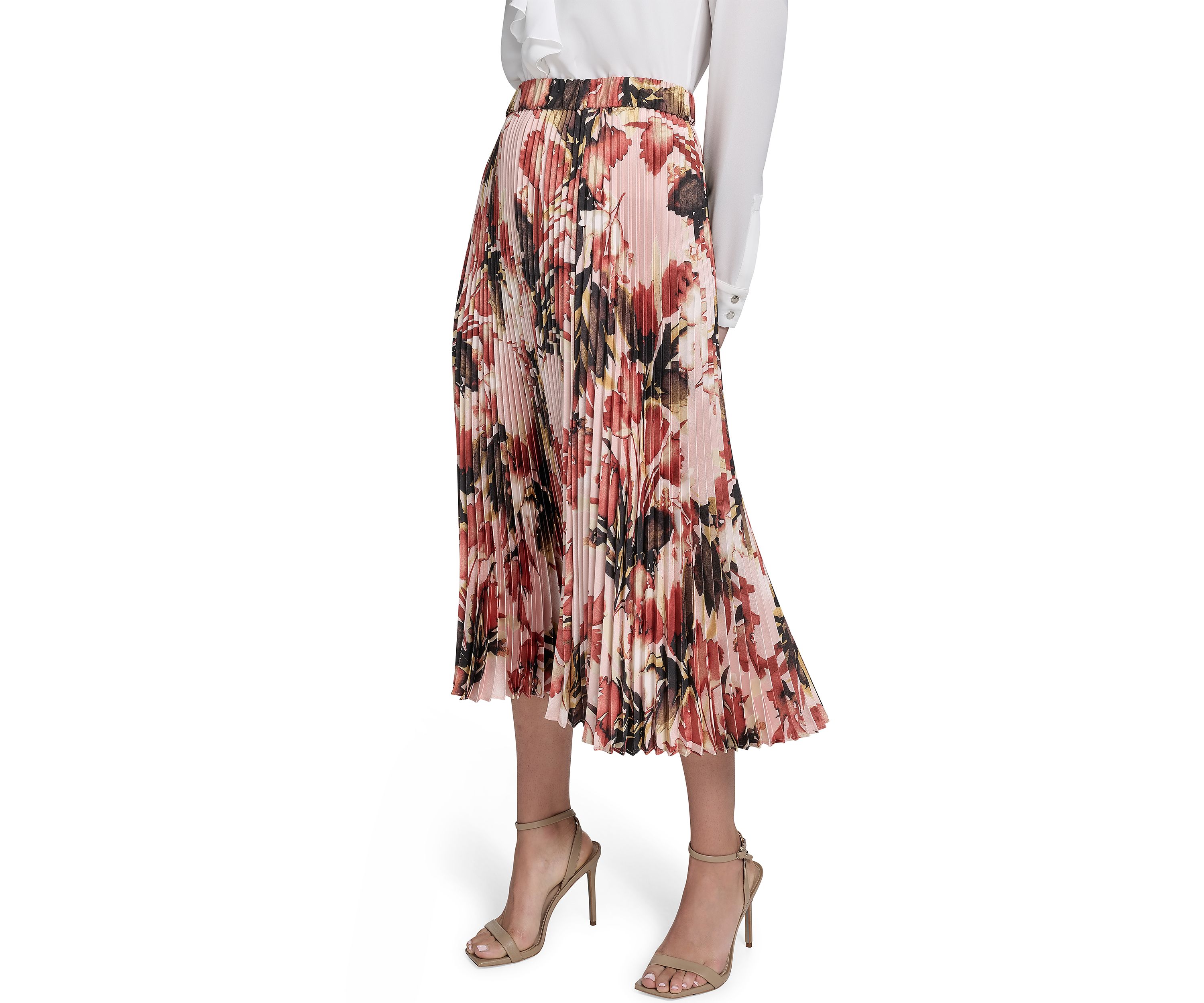 Womens Pleated Printed Skirt 