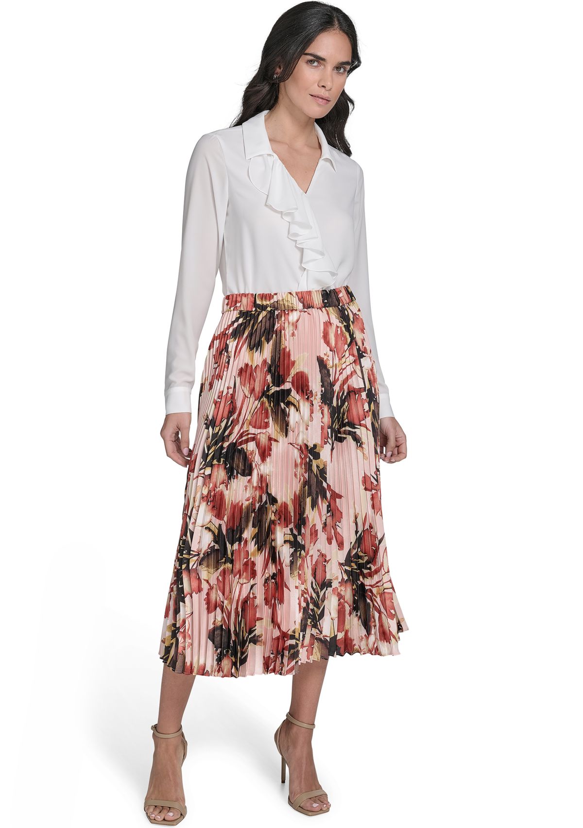 Womens Pleated Printed Skirt 