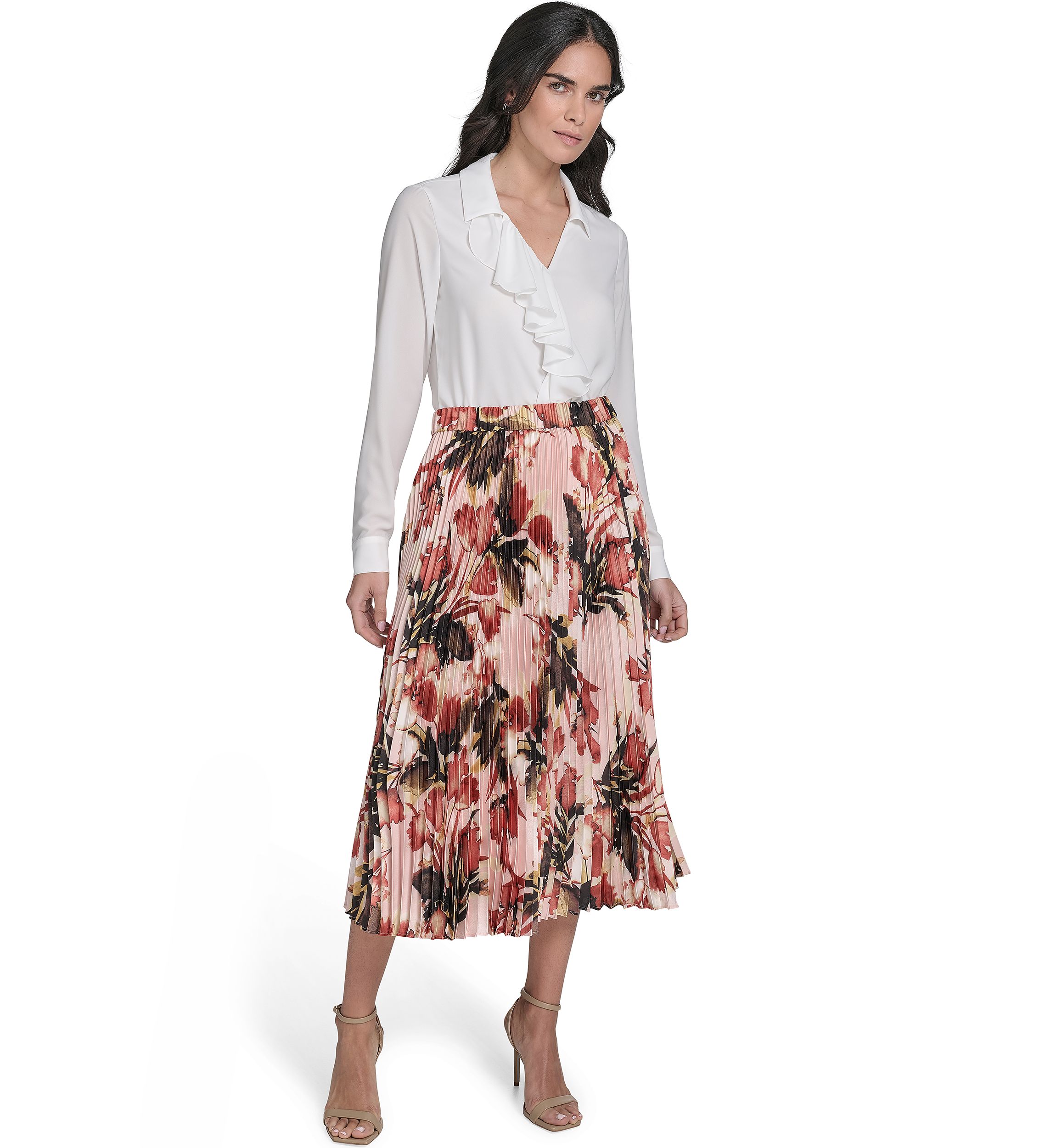 Womens Pleated Printed Skirt 