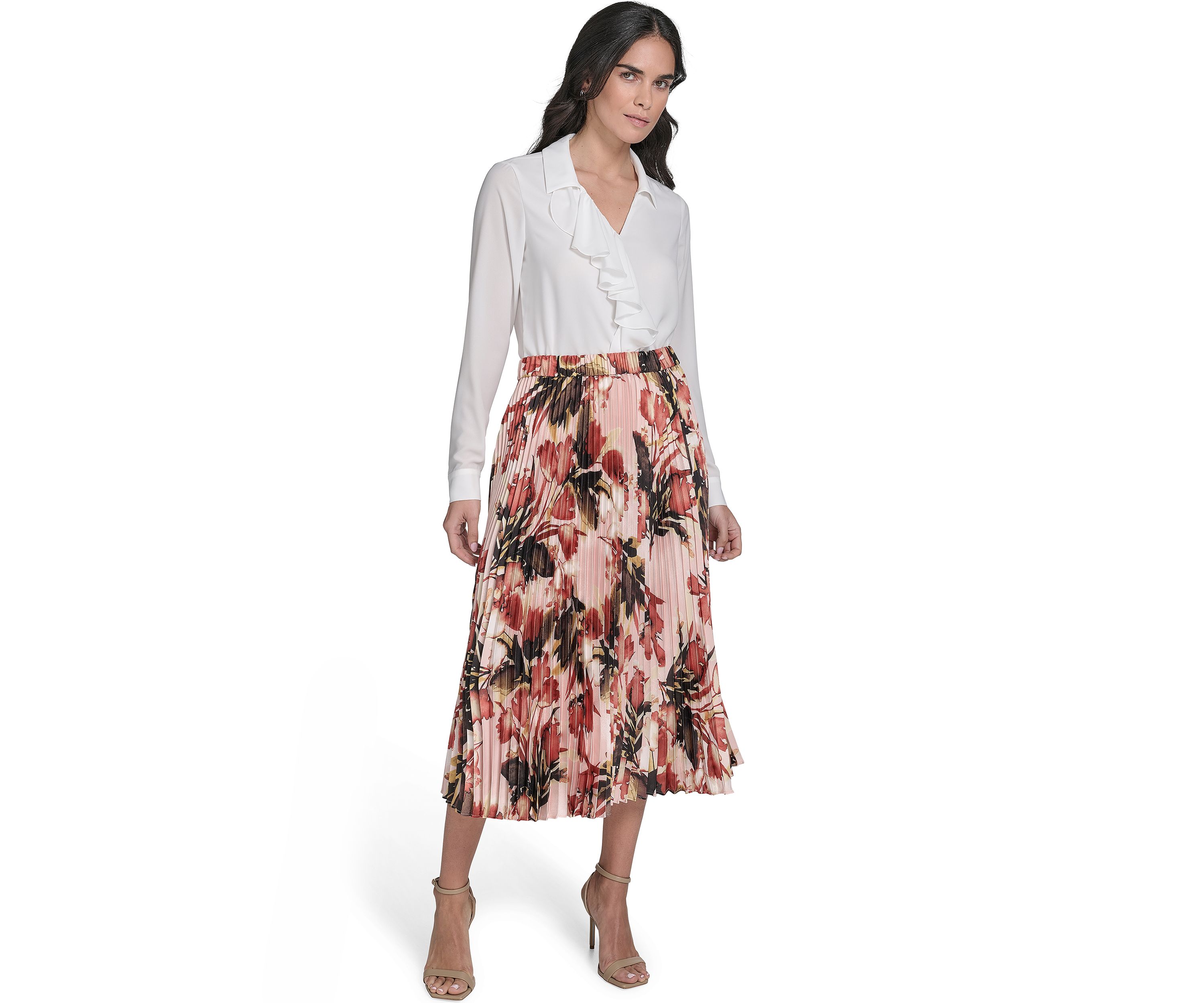 Womens Pleated Printed Skirt 