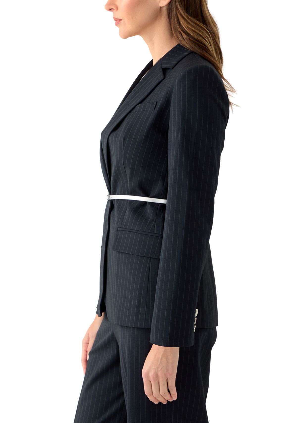 Womens Pinstripe Jacket with Belt