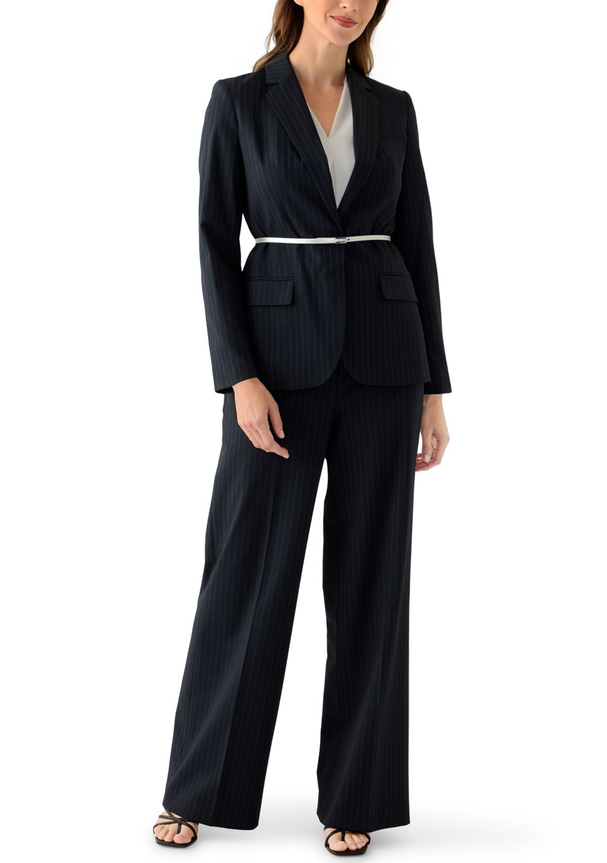 Womens Pinstripe Jacket with Belt