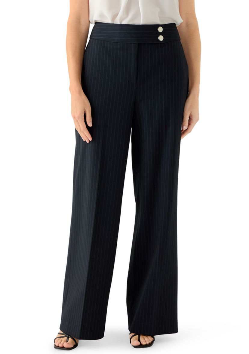 Womens Wide Leg Pinstripe Pants