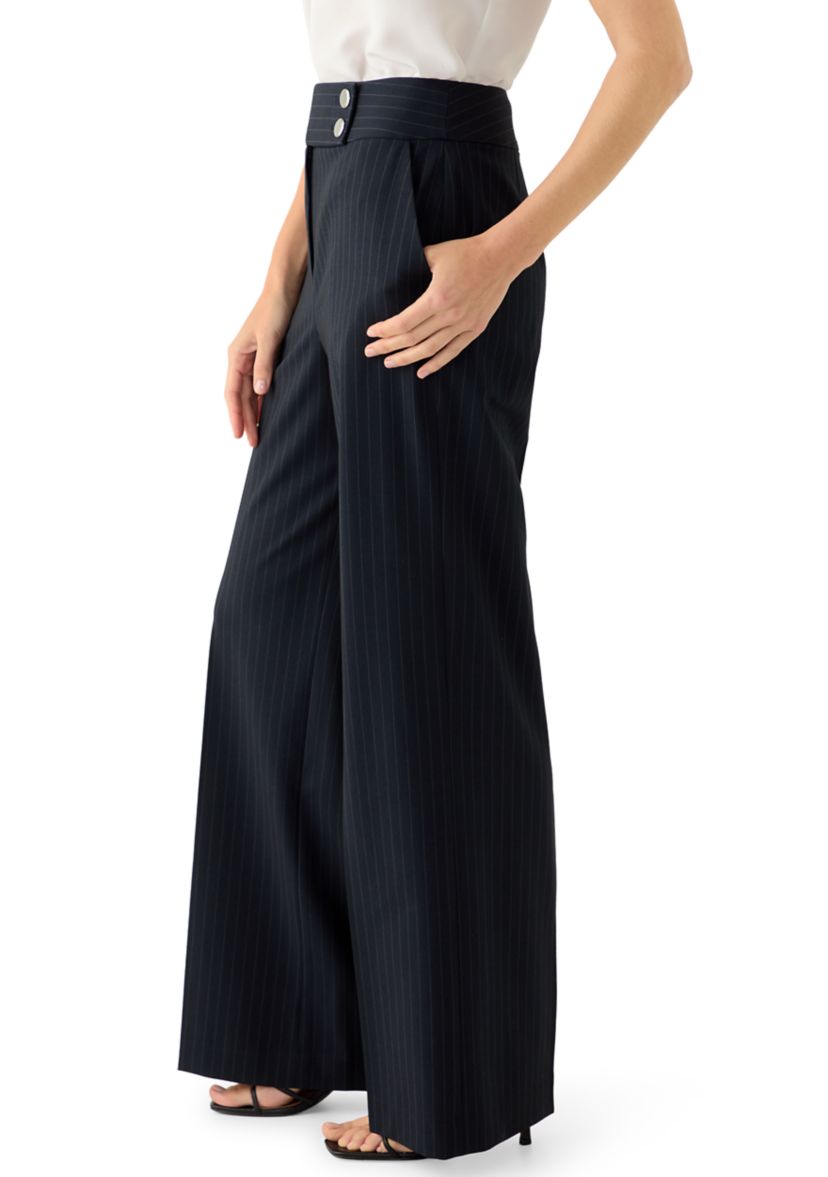 Womens Wide Leg Pinstripe Pants