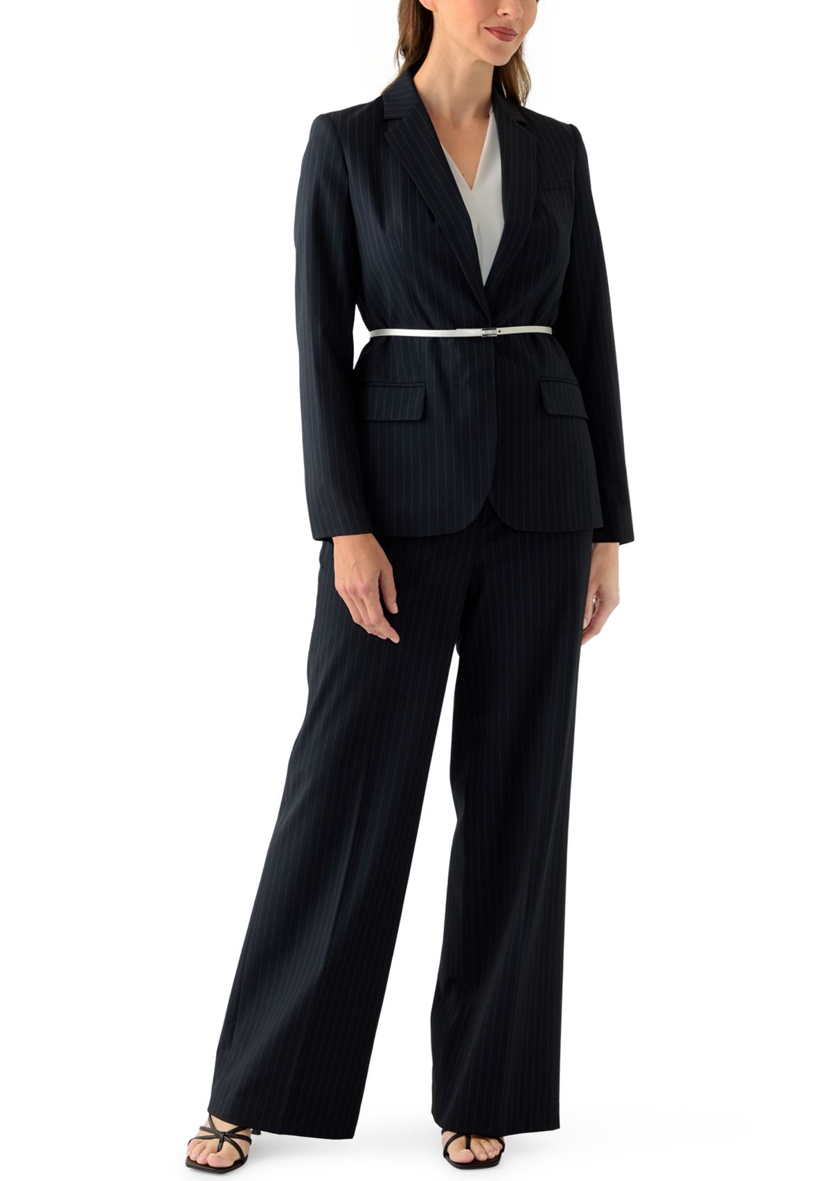 Womens Wide Leg Pinstripe Pants