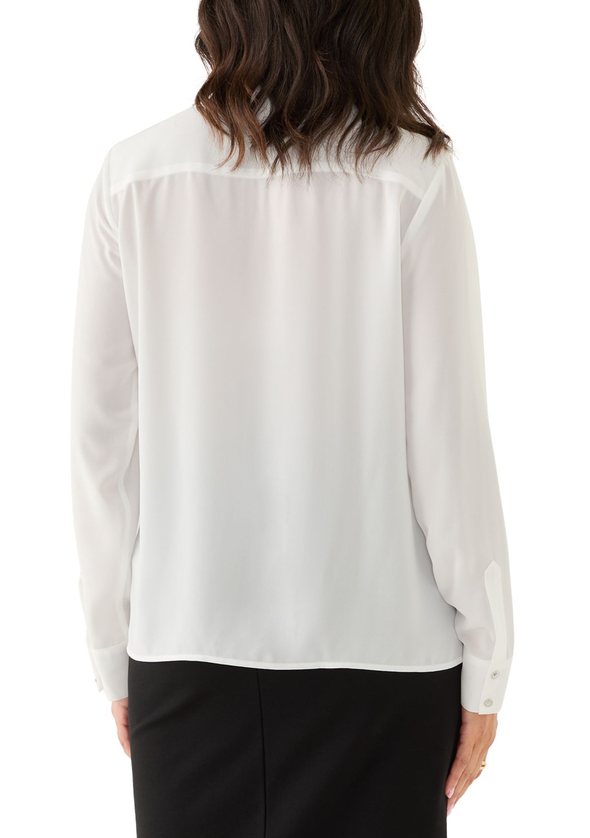 Womens Long Sleeve Blouse with Ruffle Detail