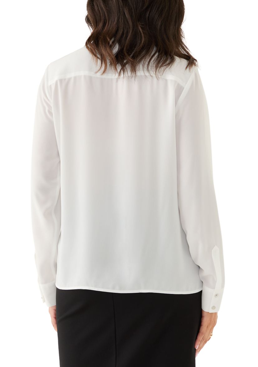 Womens Long Sleeve Blouse with Ruffle Detail
