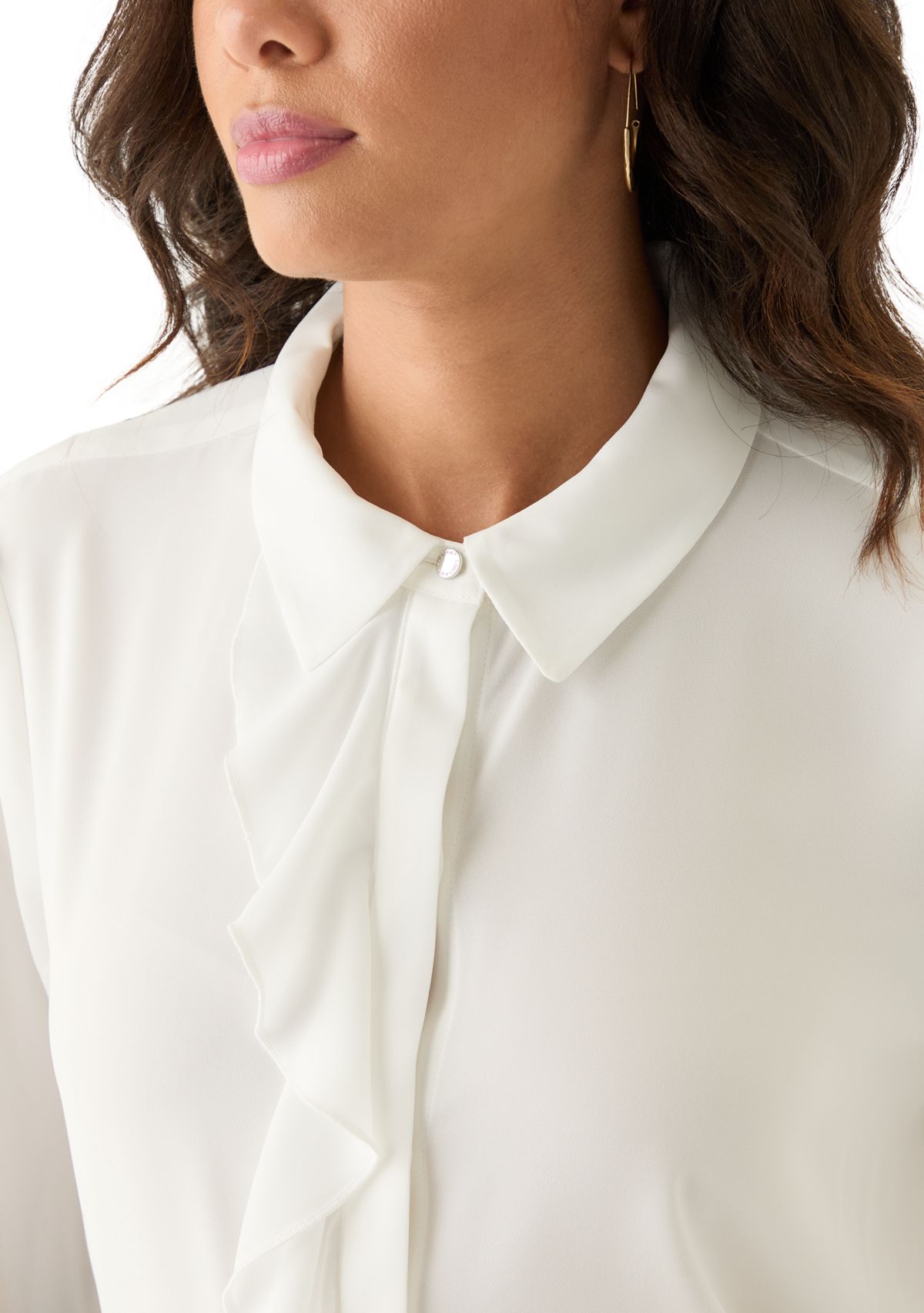 Womens Long Sleeve Blouse with Ruffle Detail