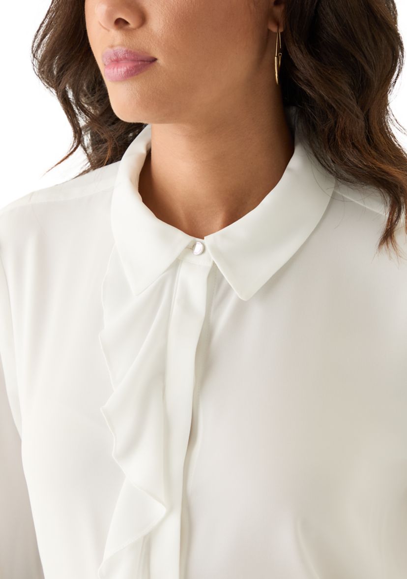 Womens Long Sleeve Blouse with Ruffle Detail