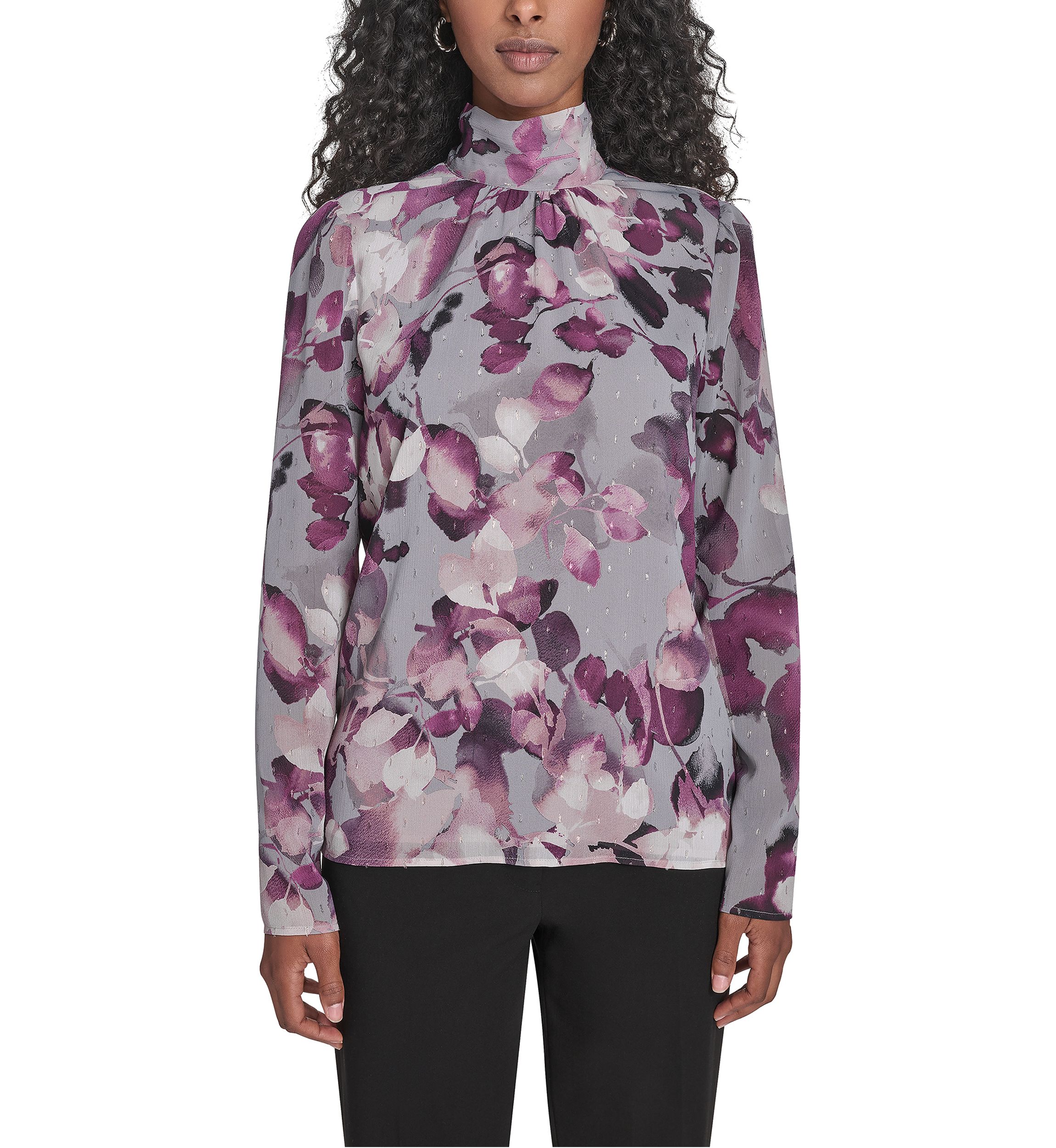 Womens Novelty Long Sleeve Mock Neck Suit Top