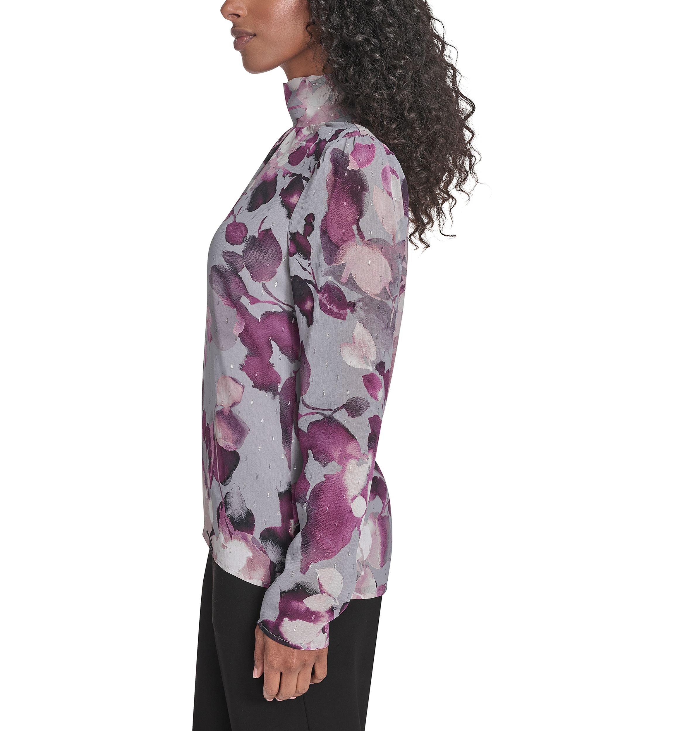 Womens Novelty Long Sleeve Mock Neck Suit Top