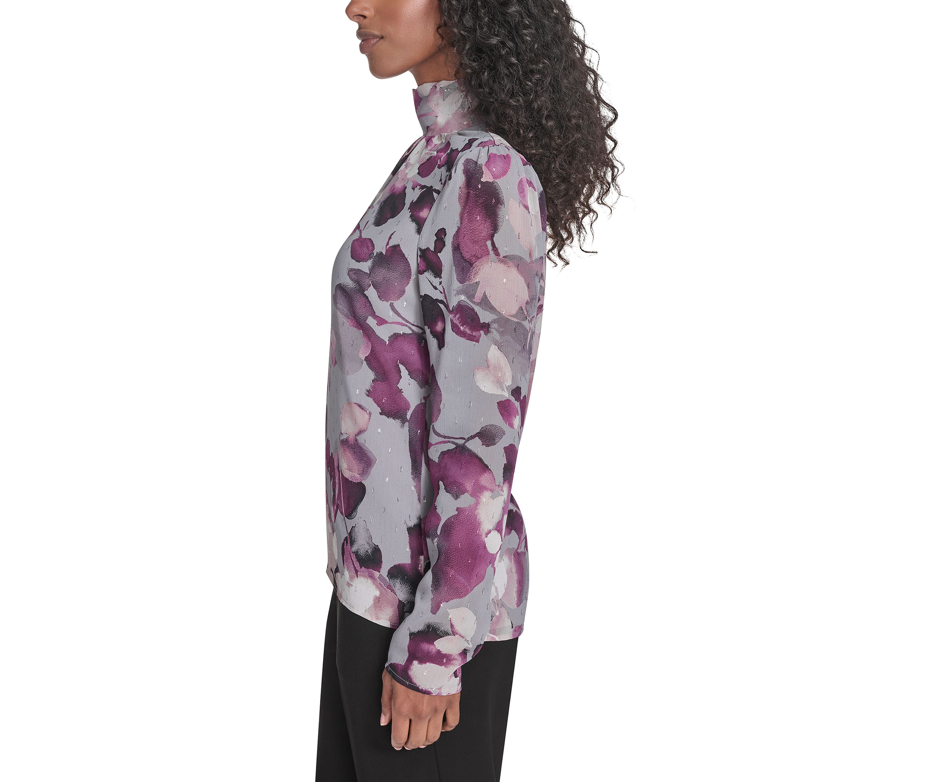 Womens Novelty Long Sleeve Mock Neck Suit Top
