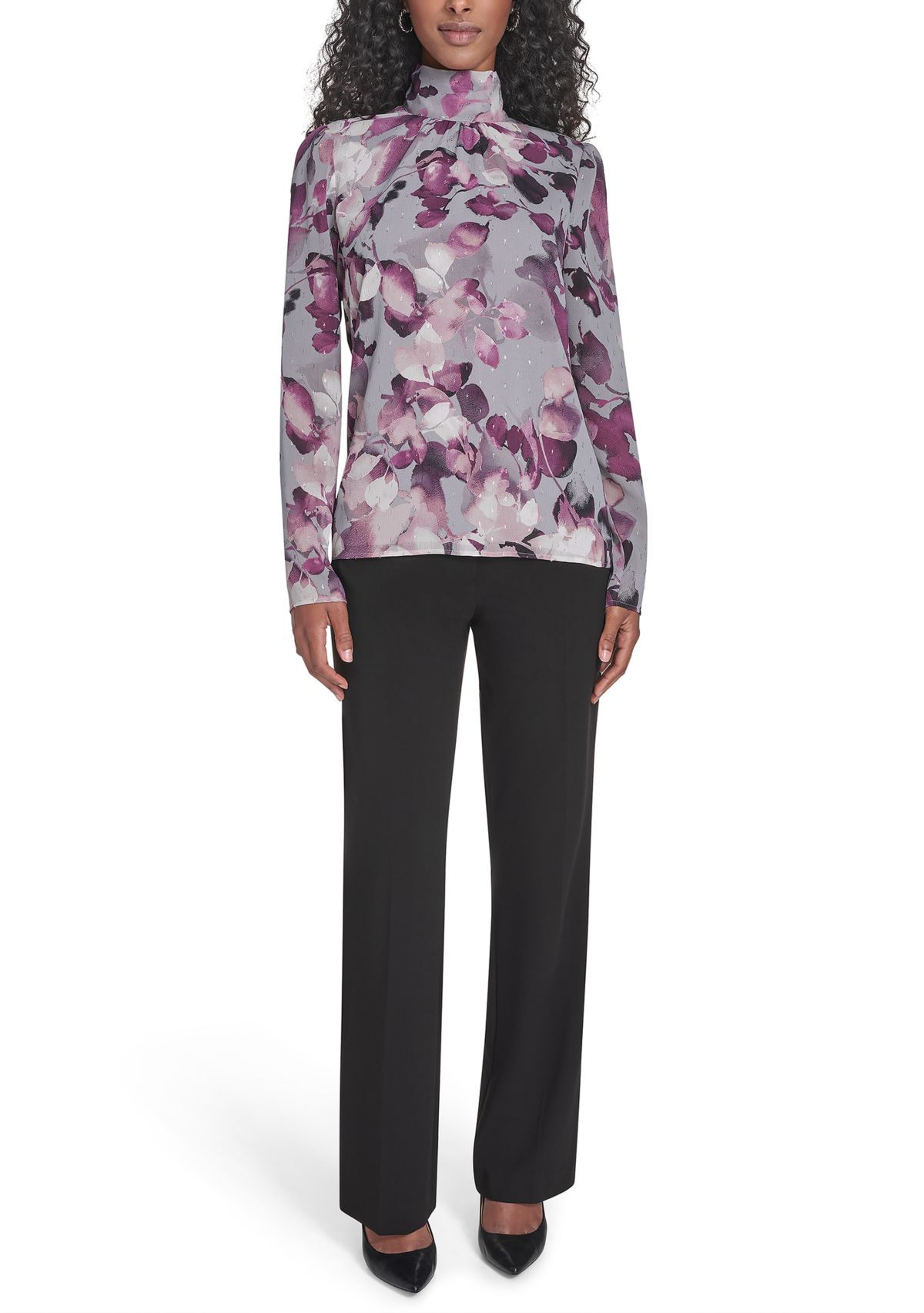 Womens Novelty Long Sleeve Mock Neck Suit Top