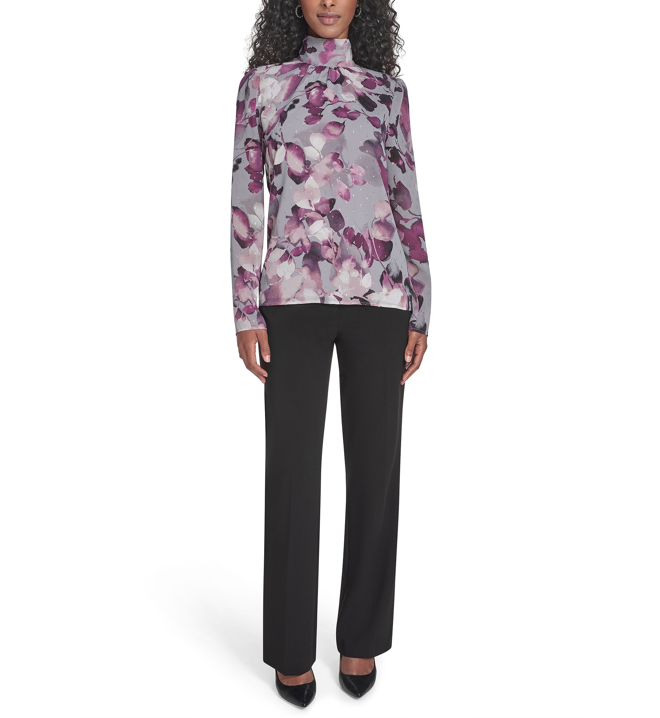 Womens Novelty Long Sleeve Mock Neck Suit Top