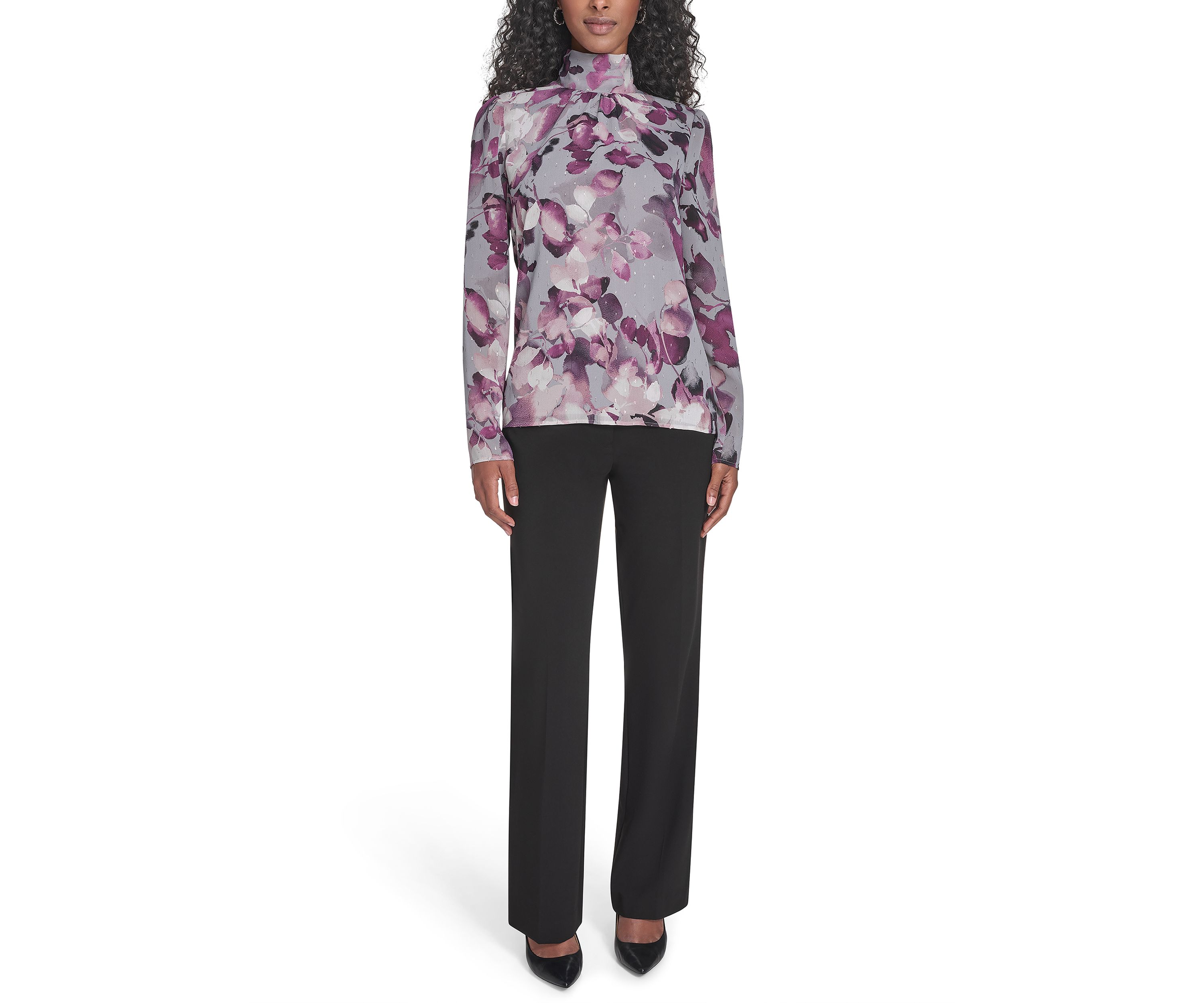 Womens Novelty Long Sleeve Mock Neck Suit Top