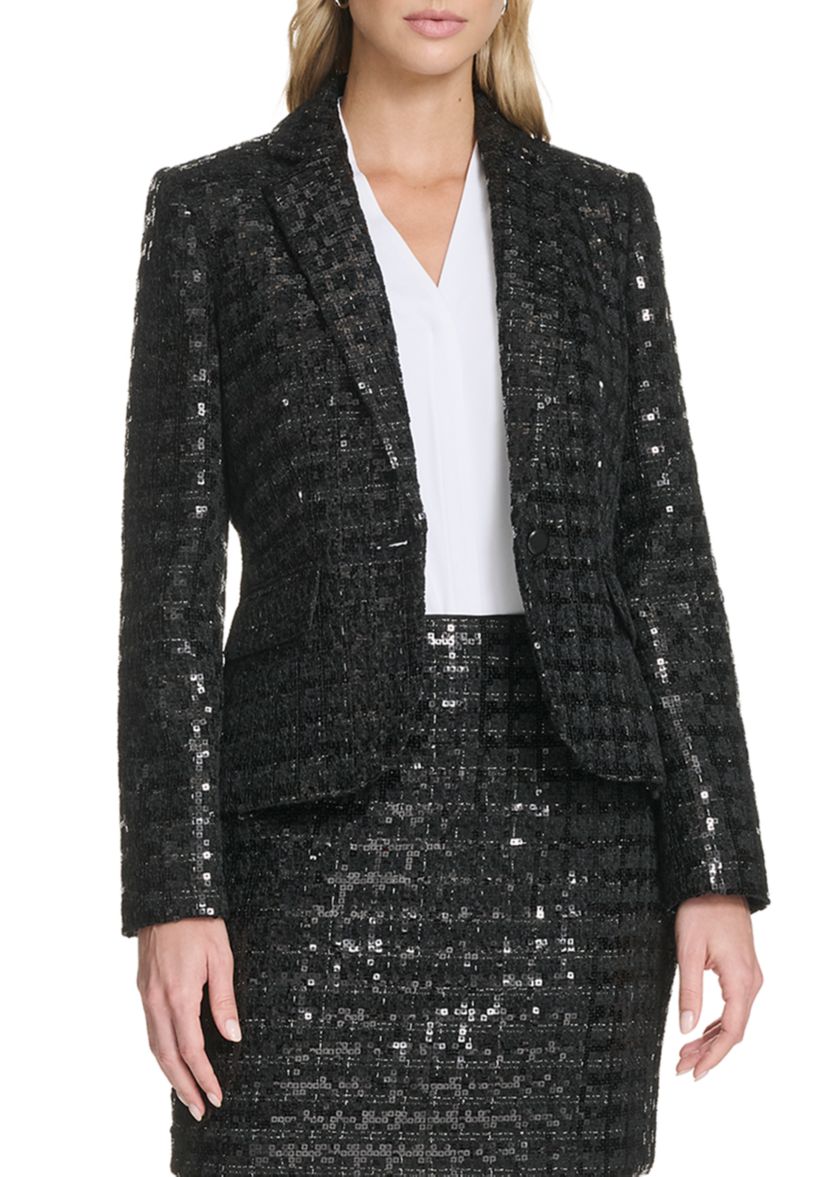 Womens Novelty Shine One-Button Jacket