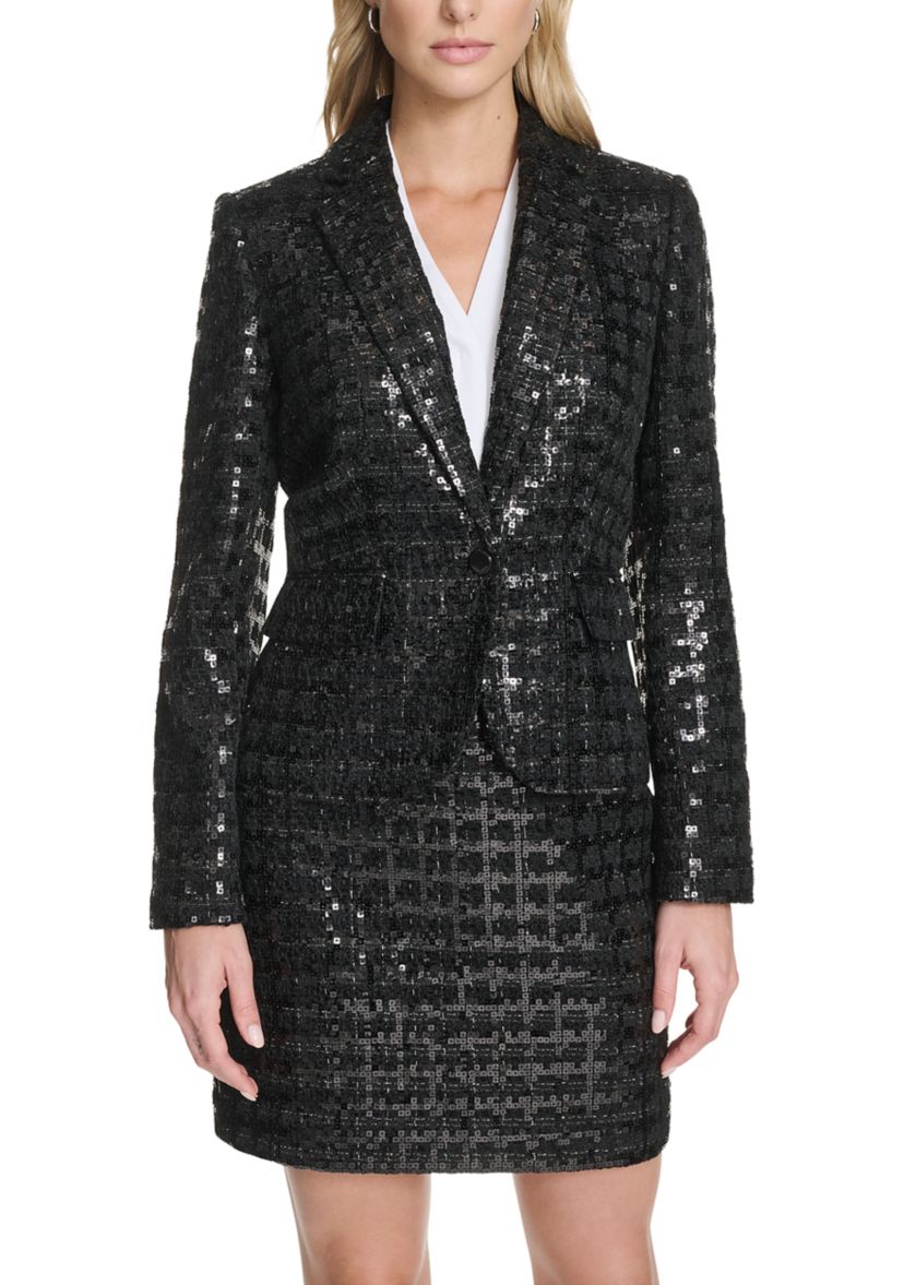 Womens Novelty Shine One-Button Jacket