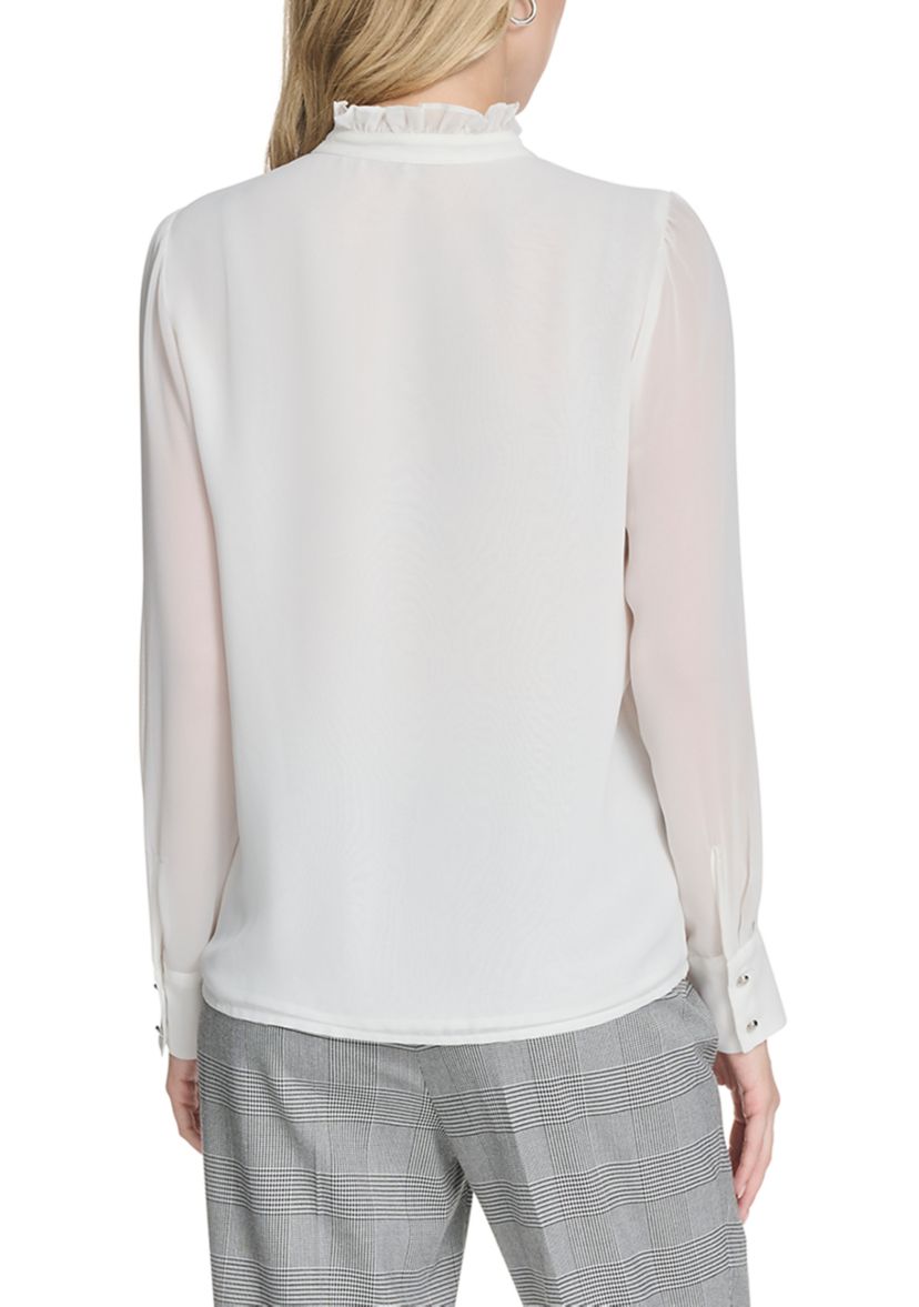 Womens Long Sleeve Blouse with Ruffle Detailing