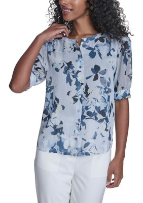 Calvin Klein Women's Short Sleeve Floral Blouse