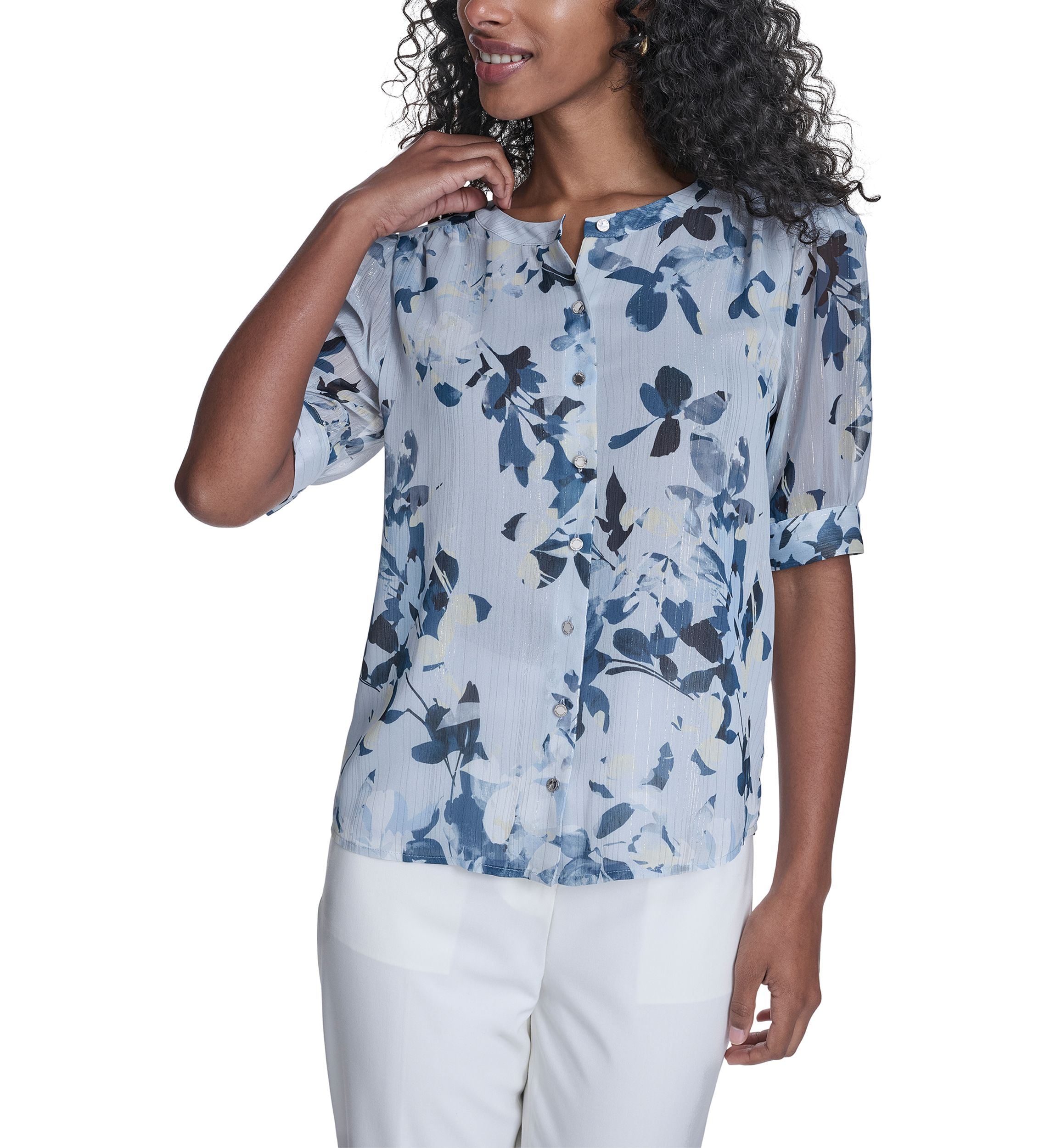 calvin klein dress shirts women's Calvin Klein Women's Matte-Satin Button-Down Shirt