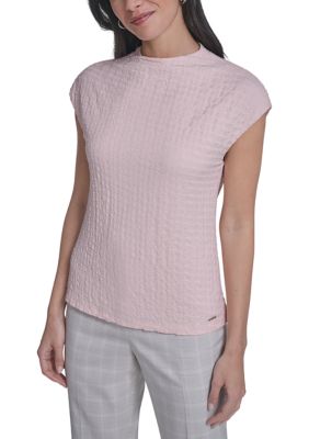 Calvin Klein Women's Cap Sleeve Textured Knit Top, Large