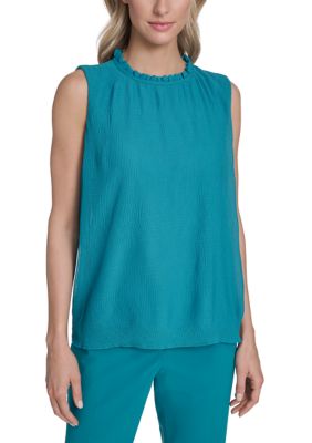 Calvin Klein Women's Sleeveless Shirred Top, Medium