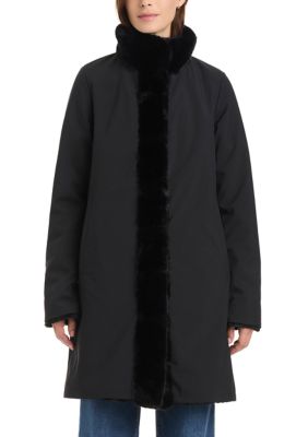 JONES NEW YORK Women's Reversible Coat with Soft Shell, Black, XL