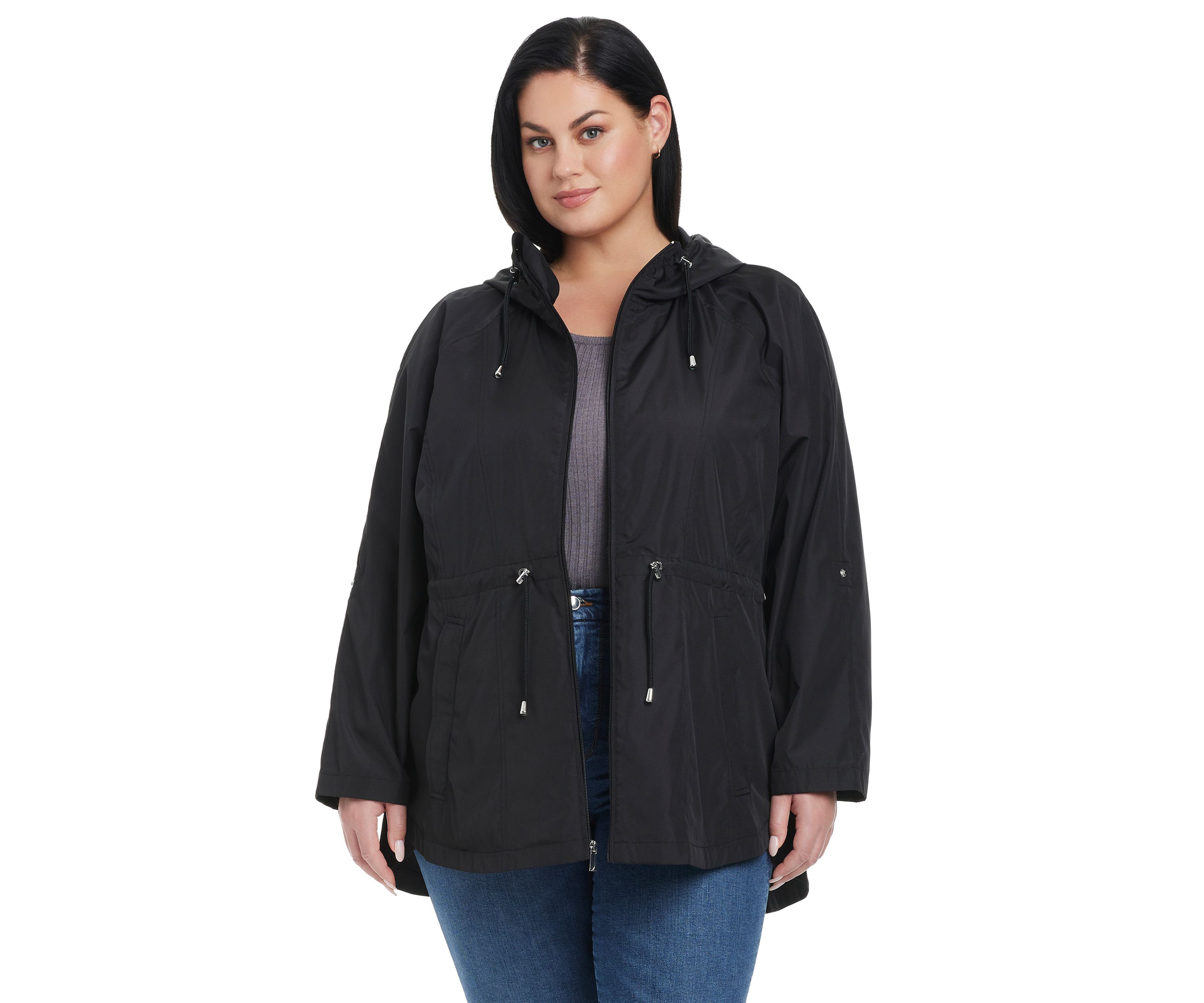 Plus Size Packable Rain Anorak Jacket