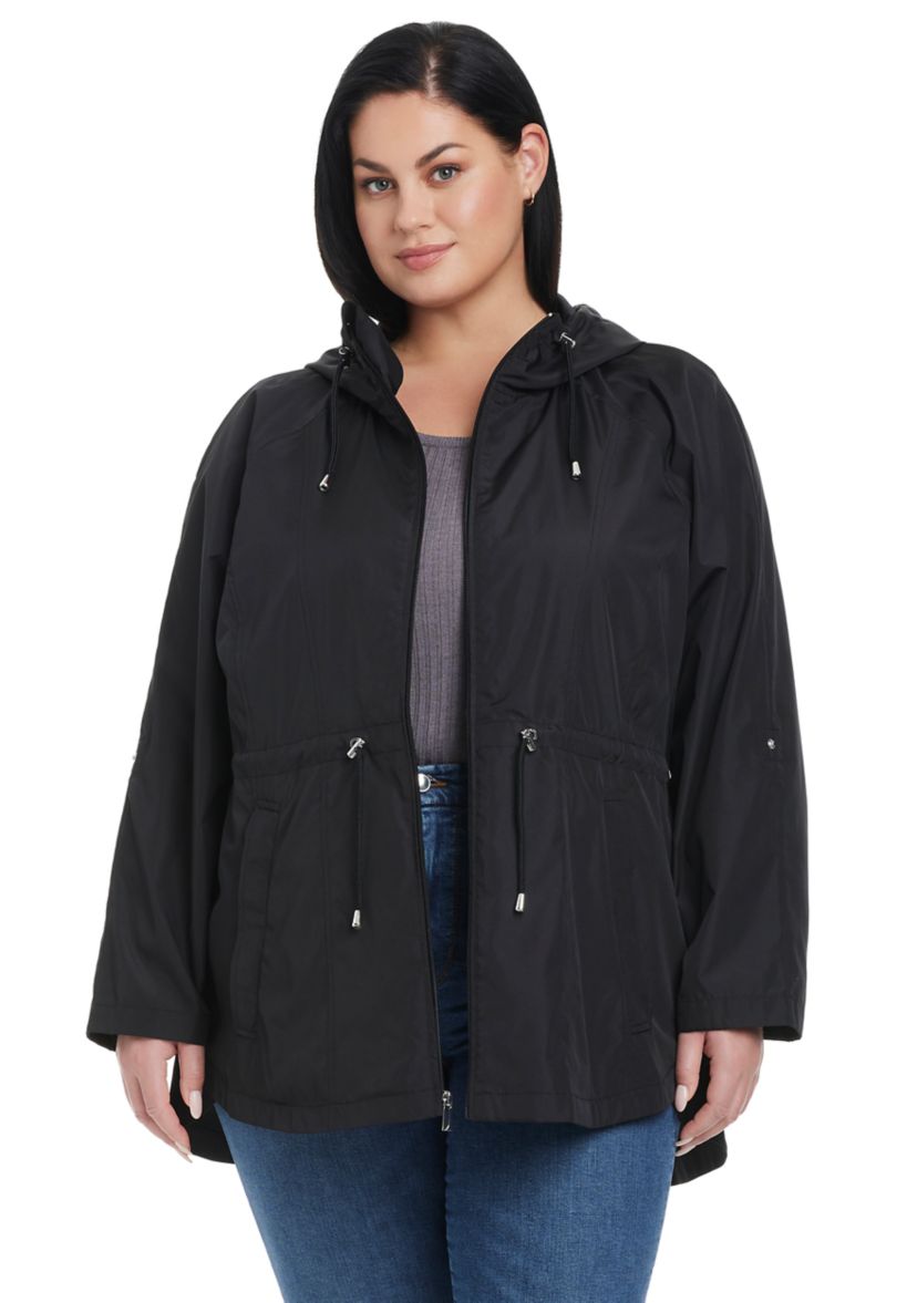 Plus Size Packable Rain Anorak Jacket