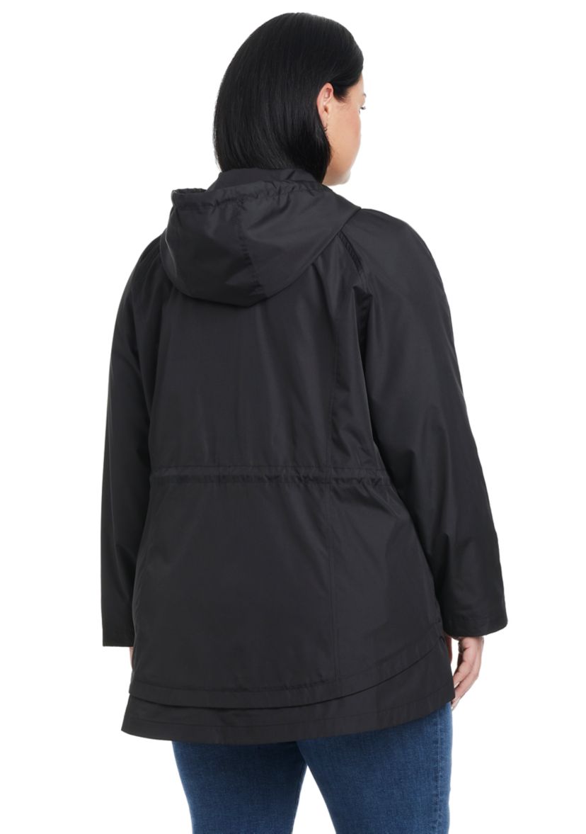 Plus Size Packable Rain Anorak Jacket