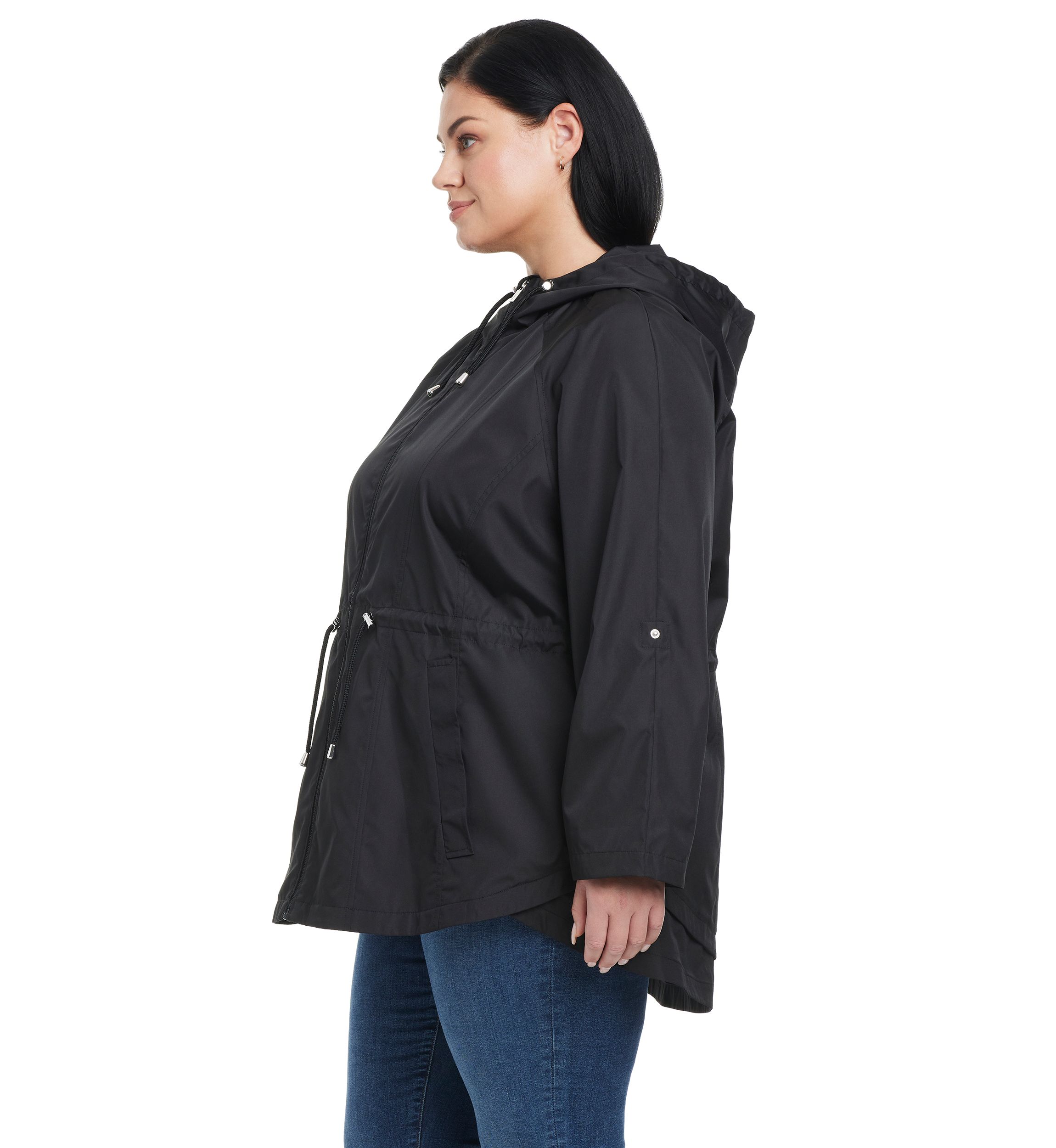 Plus Size Packable Rain Anorak Jacket