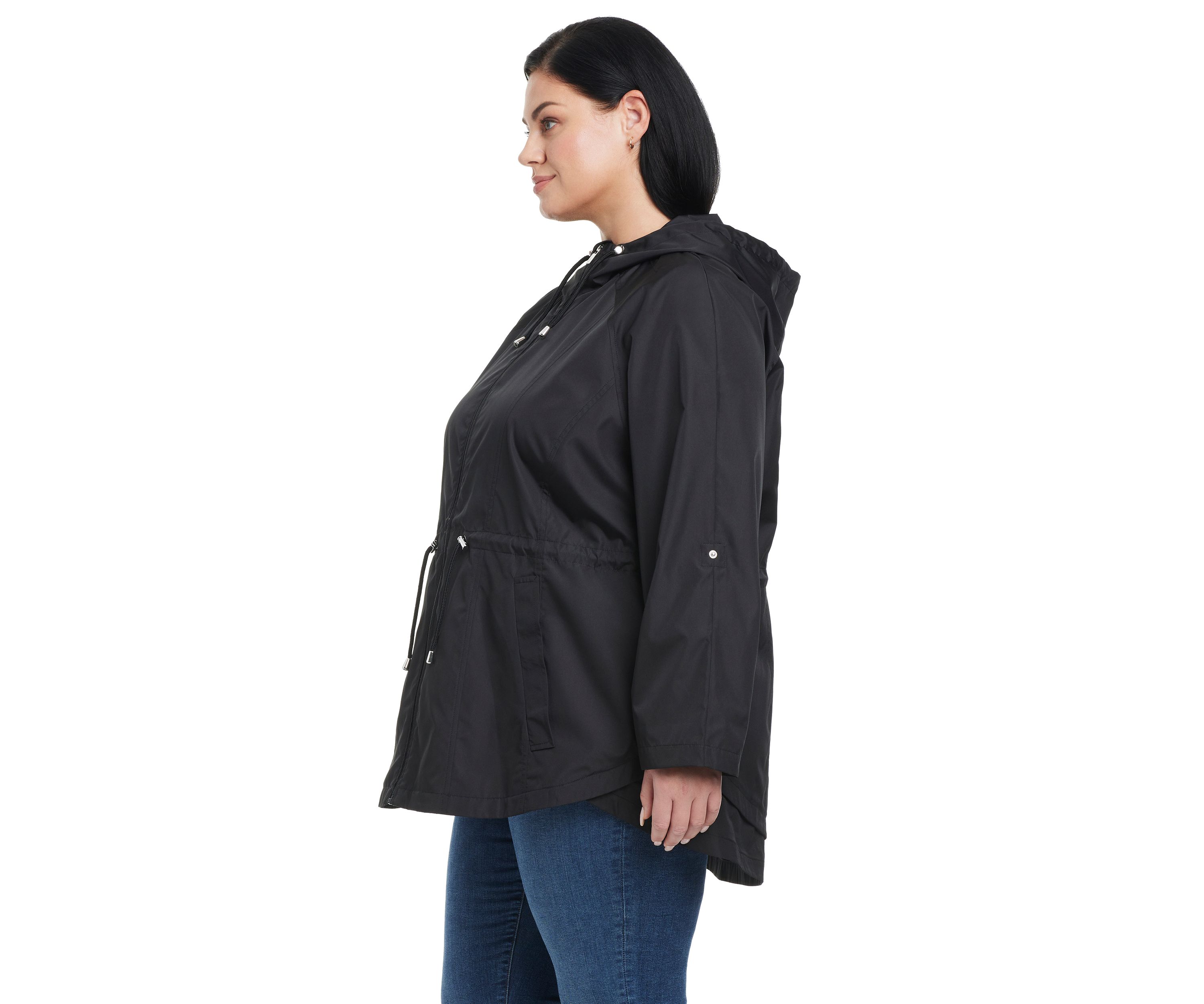 Plus Size Packable Rain Anorak Jacket
