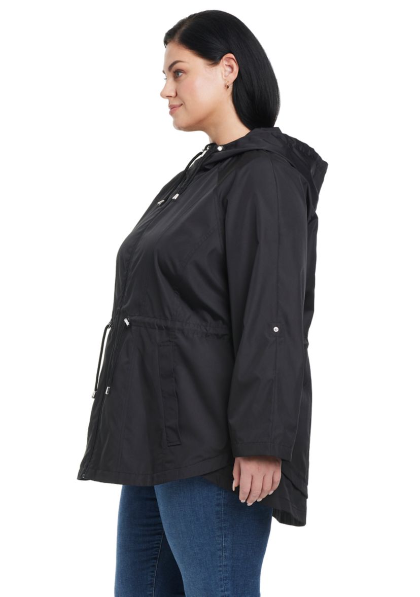 Plus Size Packable Rain Anorak Jacket