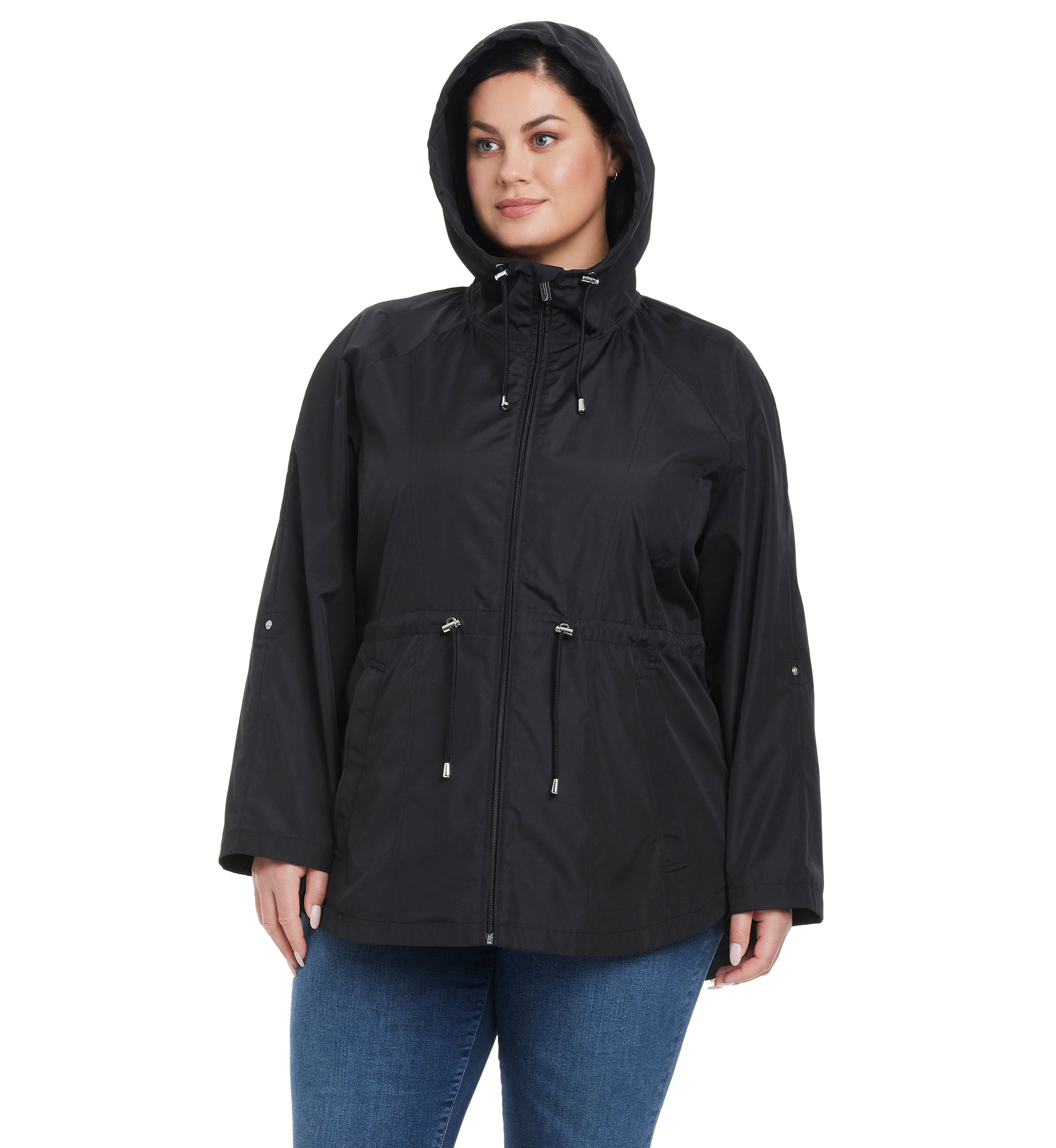 Plus Size Packable Rain Anorak Jacket