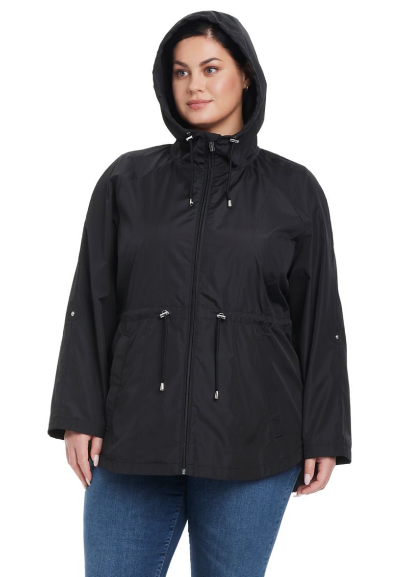 Plus Size Packable Rain Anorak Jacket