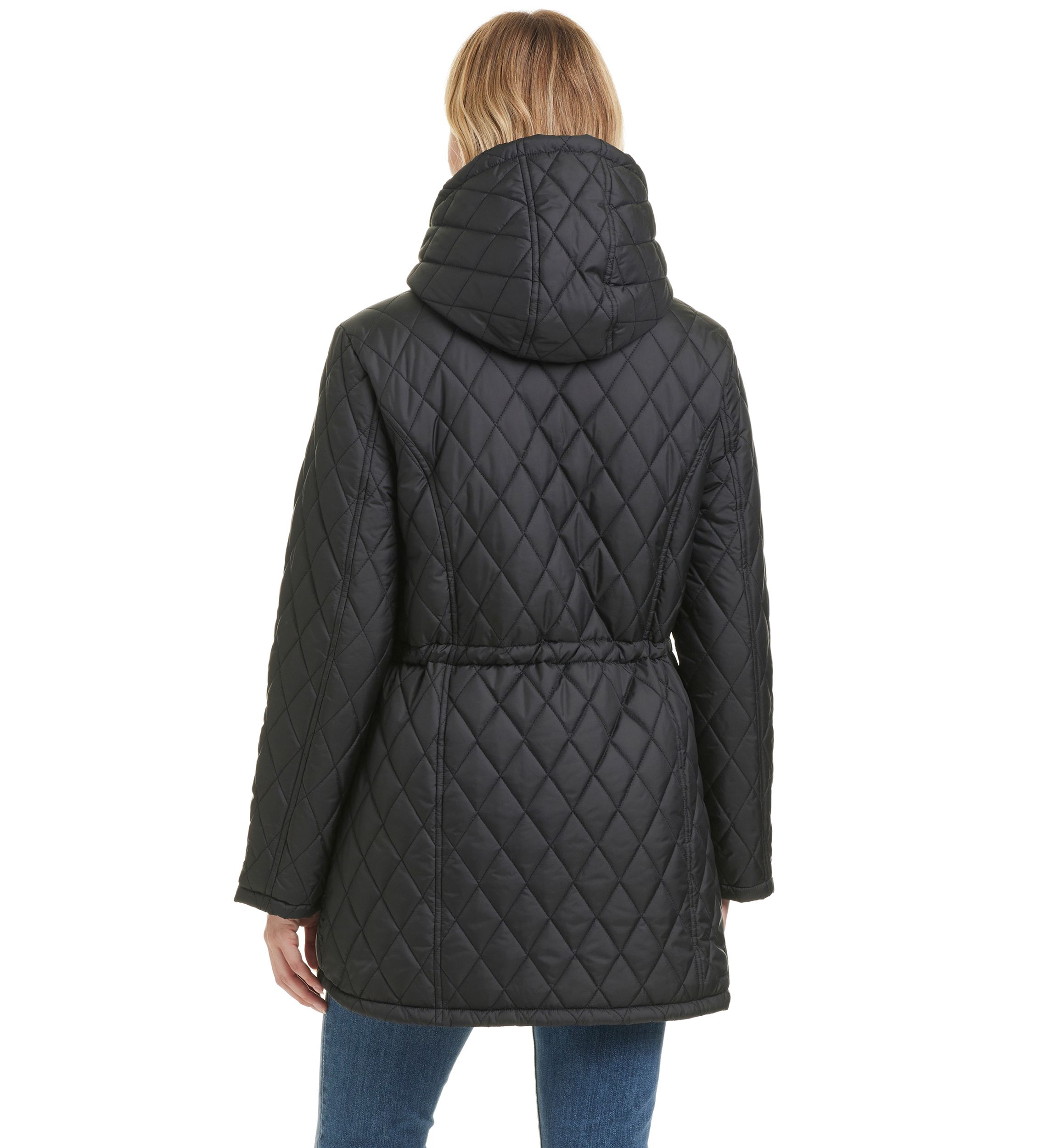 Womens Quilted Hooded Puffer Jacket with Sherpa 