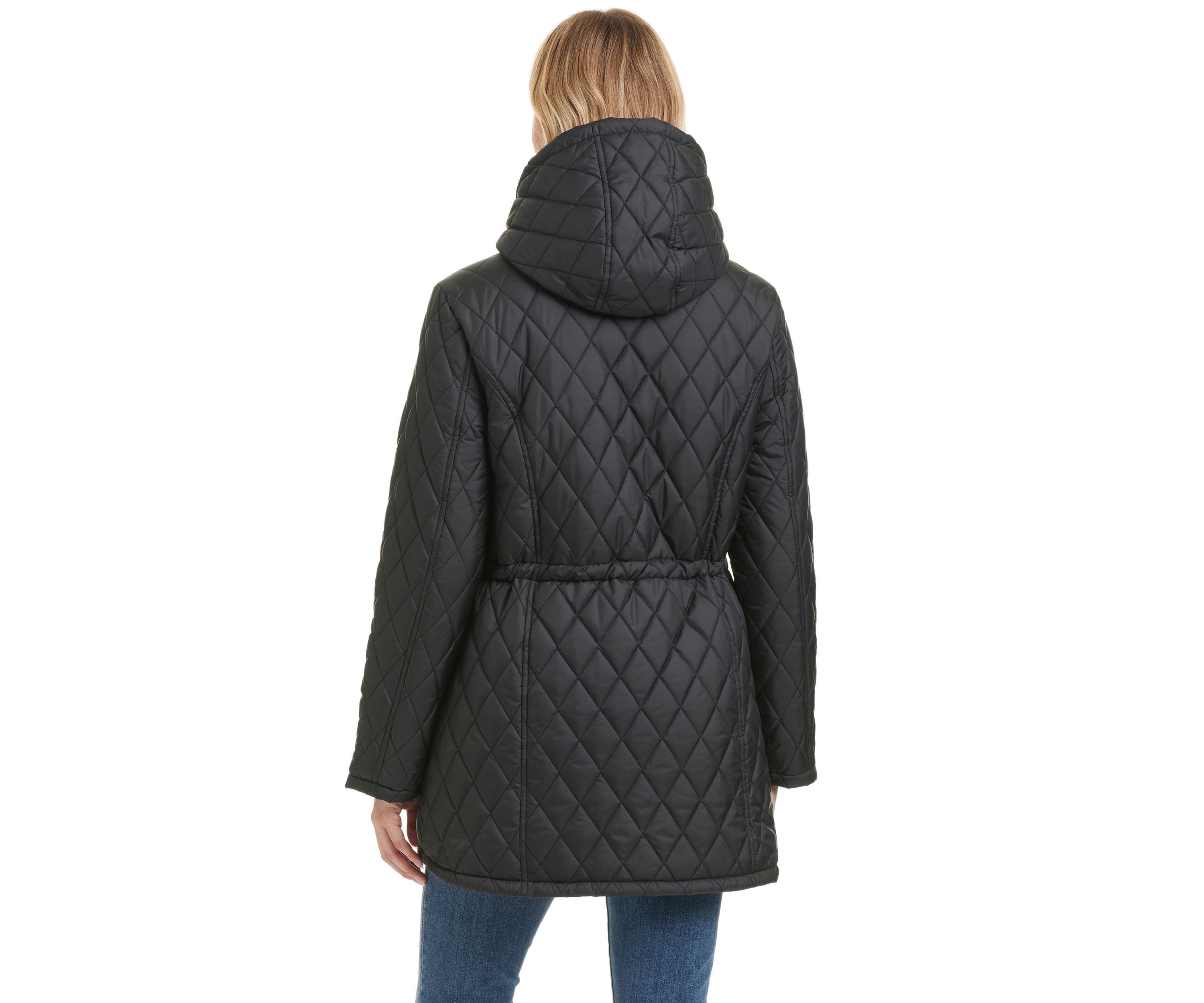 Womens Quilted Hooded Puffer Jacket with Sherpa 
