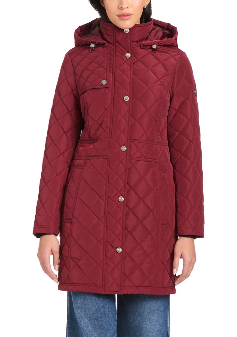 Womens Quilted Walker Coat with Front Flap Pocket