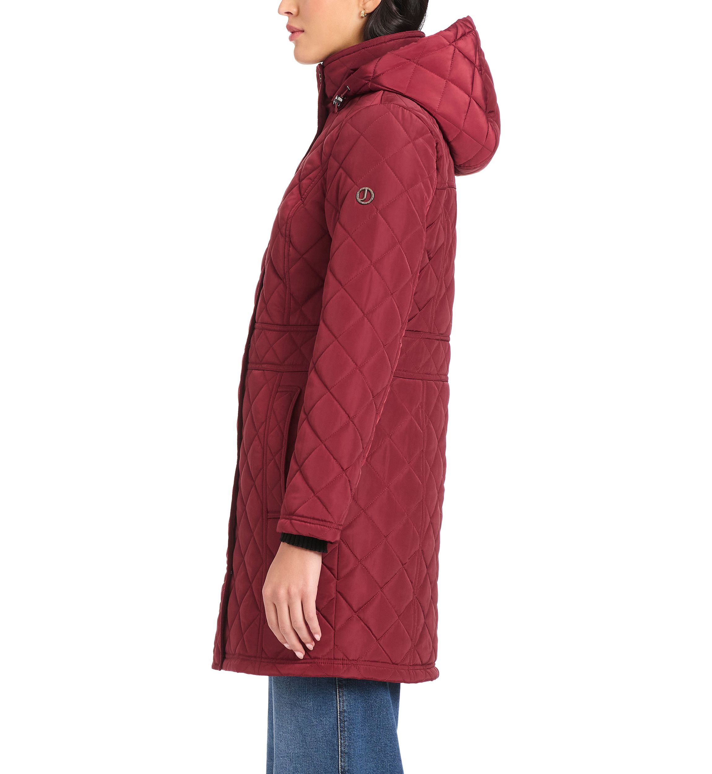 Womens Quilted Walker Coat with Front Flap Pocket