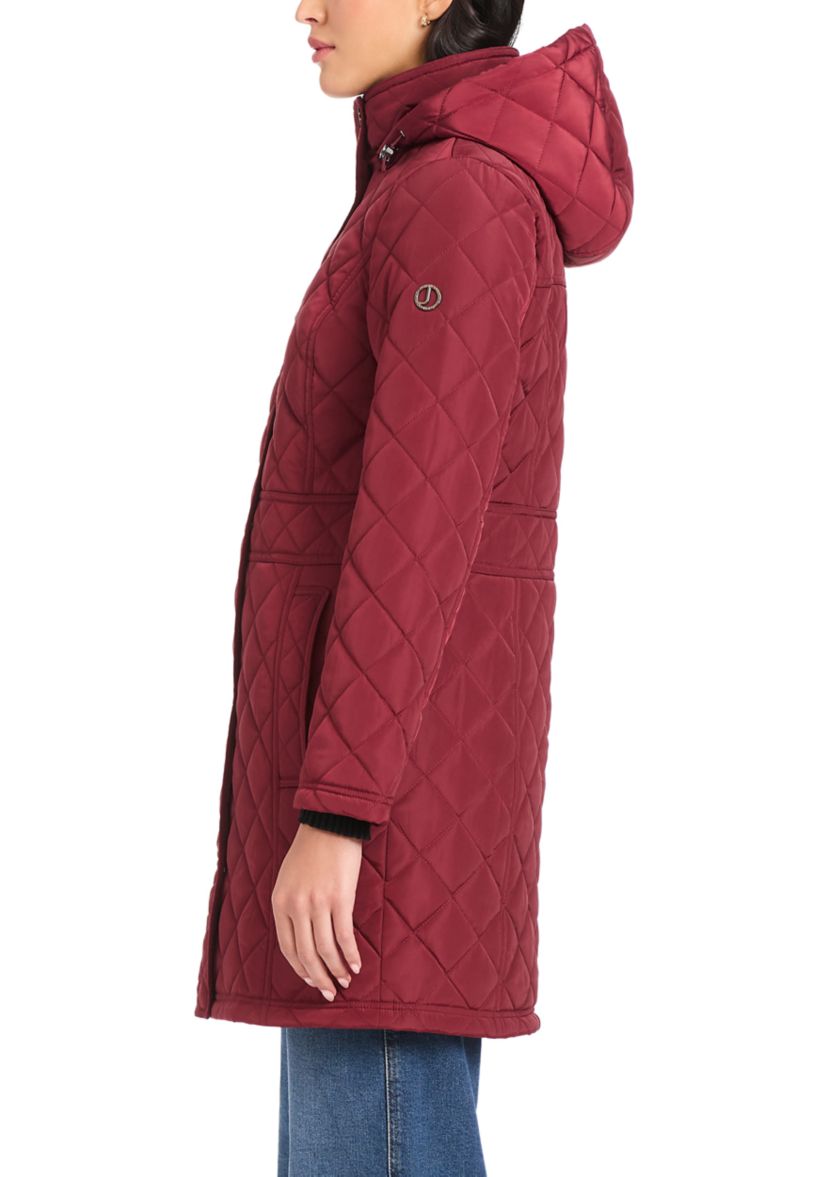 Womens Quilted Walker Coat with Front Flap Pocket