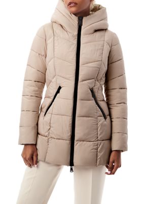 Park City Vegan Fur Trim Puffer Jacket - Black - Bernardo