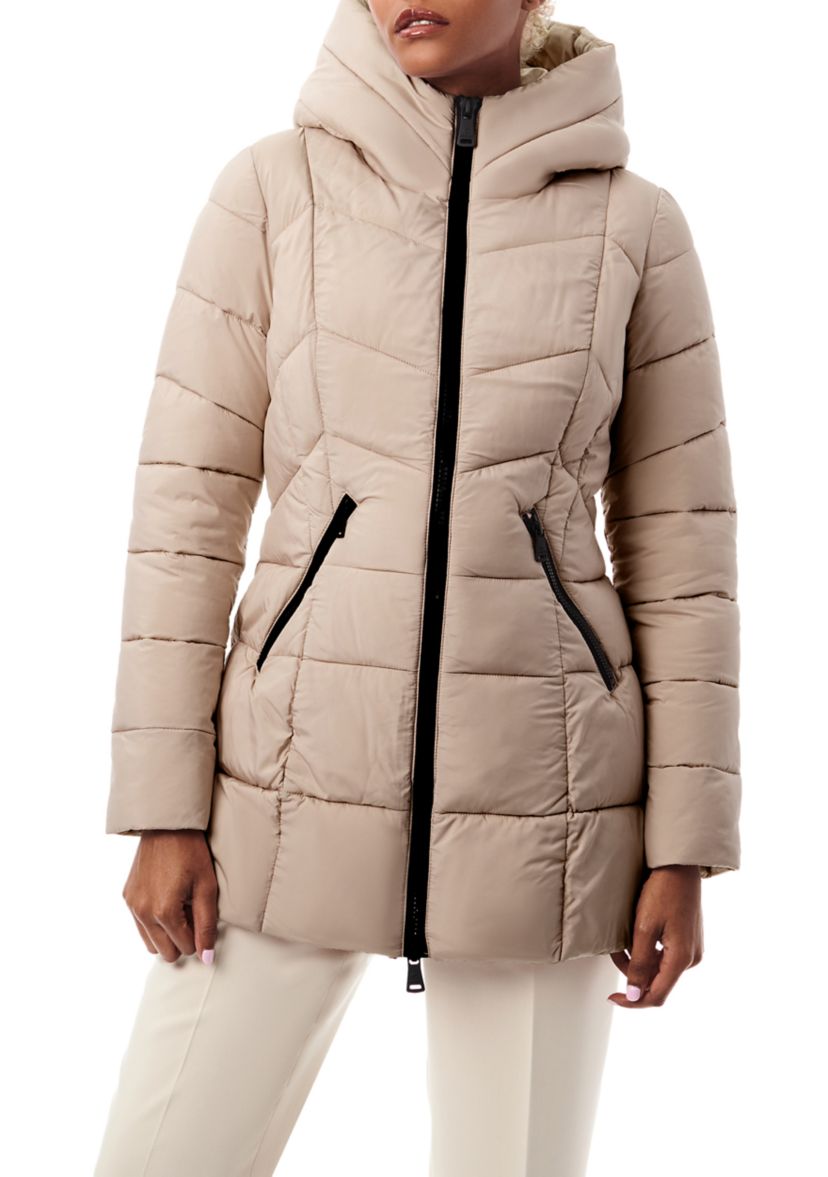 Womens Mid-Length Hooded Puffer Jacket 
